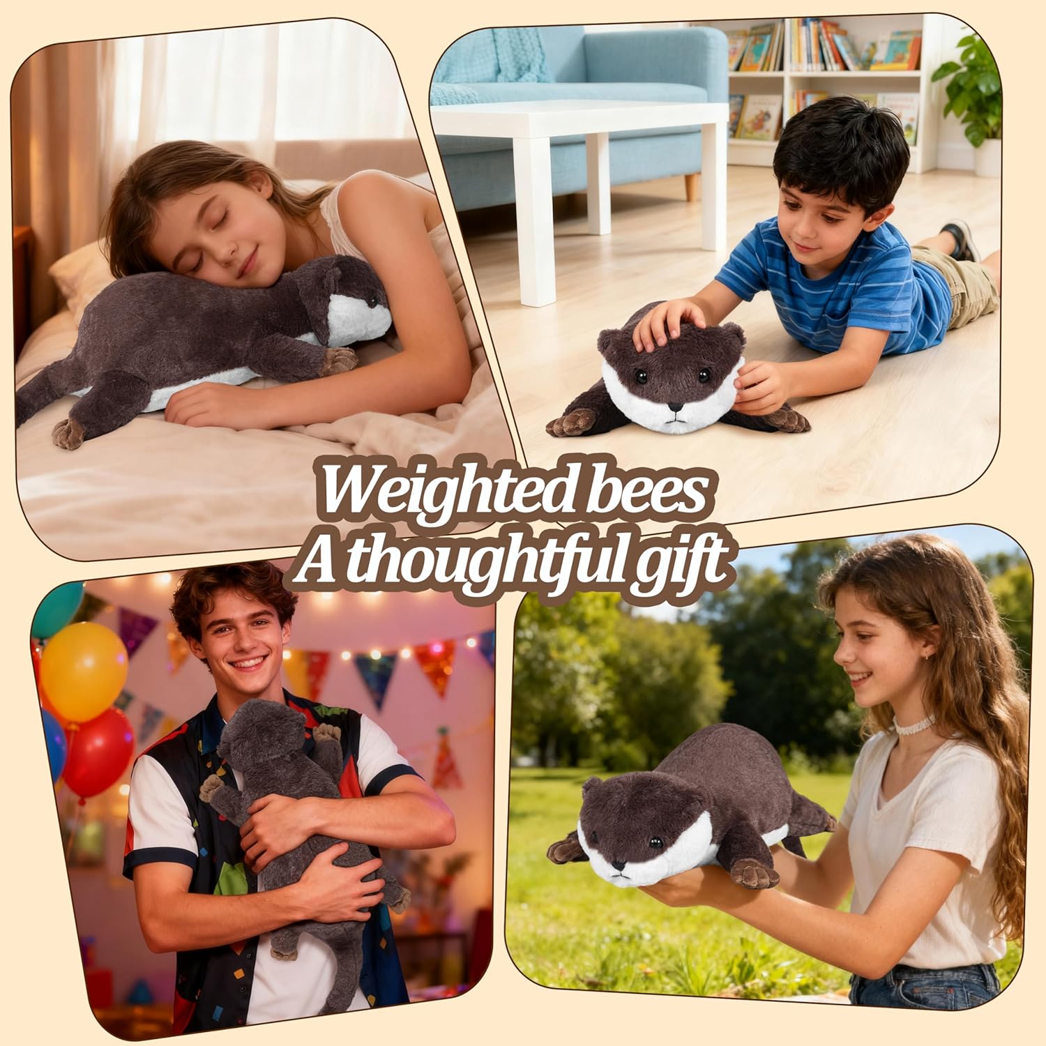 CSVBTRF Weighted Stuffed Animals, 4.1 lbs 18" Otter Plush Hugging Pillow, Otter Stuffed Animal Gifts for Kids Boys and Girls - Image 5