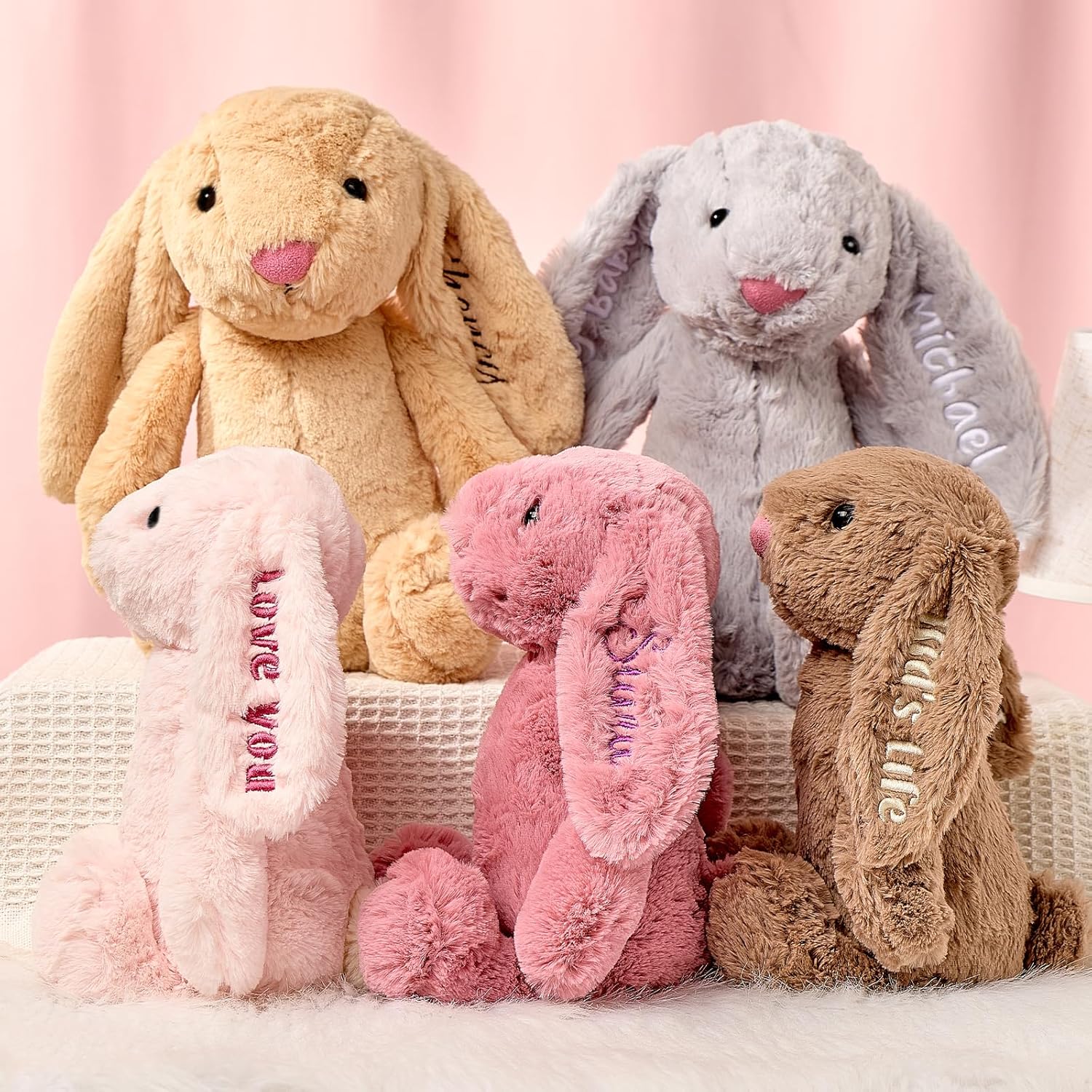 Easter Personalized Baby Gifts, Bunny Stuffed Animal for Babies with Embroidered Child's Name, Handmade Custom Plush Rabbit Toy for Girl Boy, Customized Cute Baby Gift for Newborn Kids - Image 8