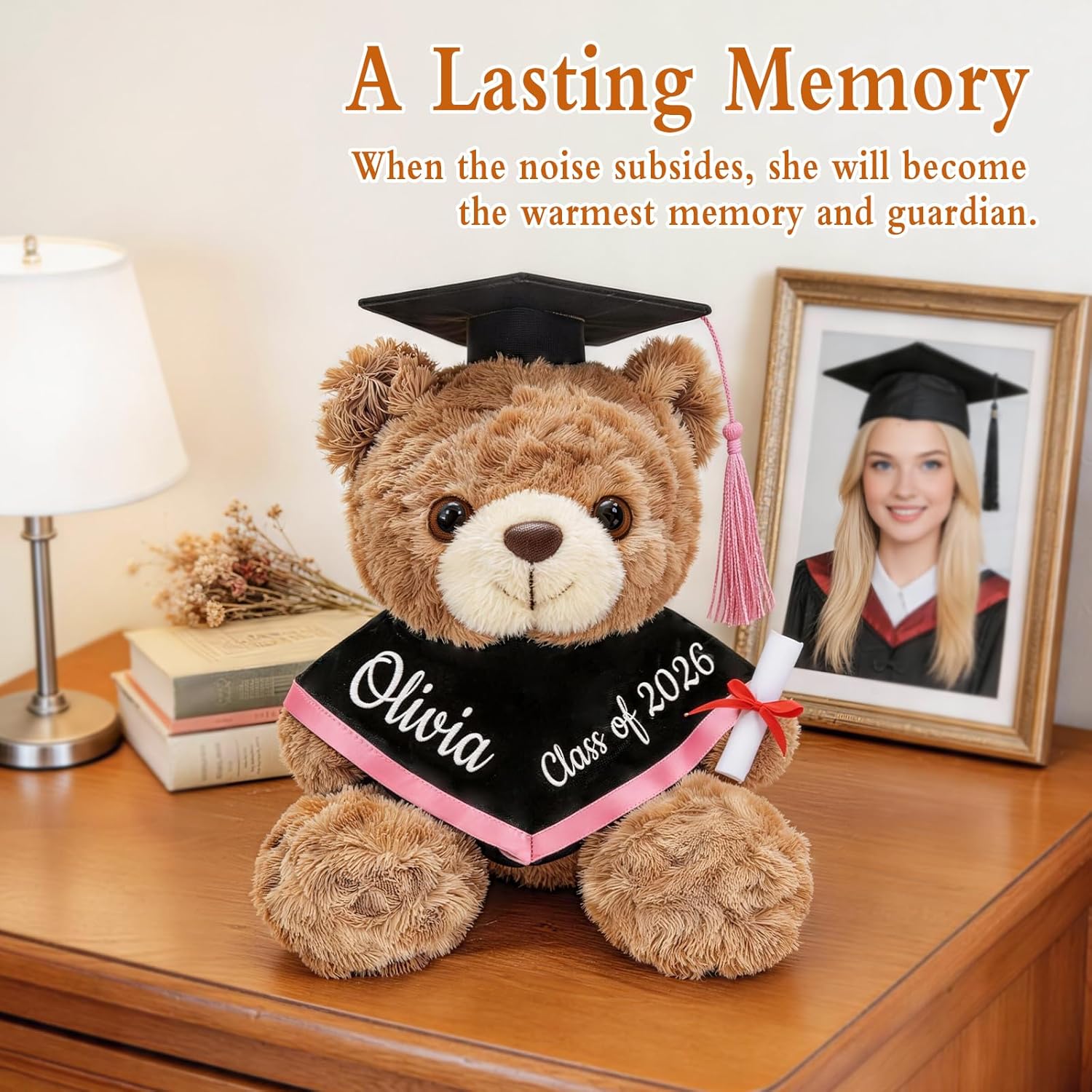 OELTTG 10'' Personalized Graduation Teddy Bear Gifts 2026 - Custom Name & Text, Graduation Gift for Her/Him, Kindergarten, High School & College Graduation Plush Bear with Cap & Diploma - Image 7