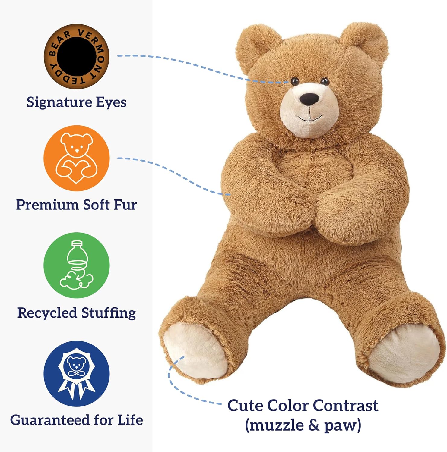 Vermont Teddy Bear Giant Stuffed Animal 4 FT - Big Easter Teddy Bear for Kids & Adults | Stuffed in Vermont, USA - Eco Friendly Gift Saves 200 Plastic Bottles - Image 4