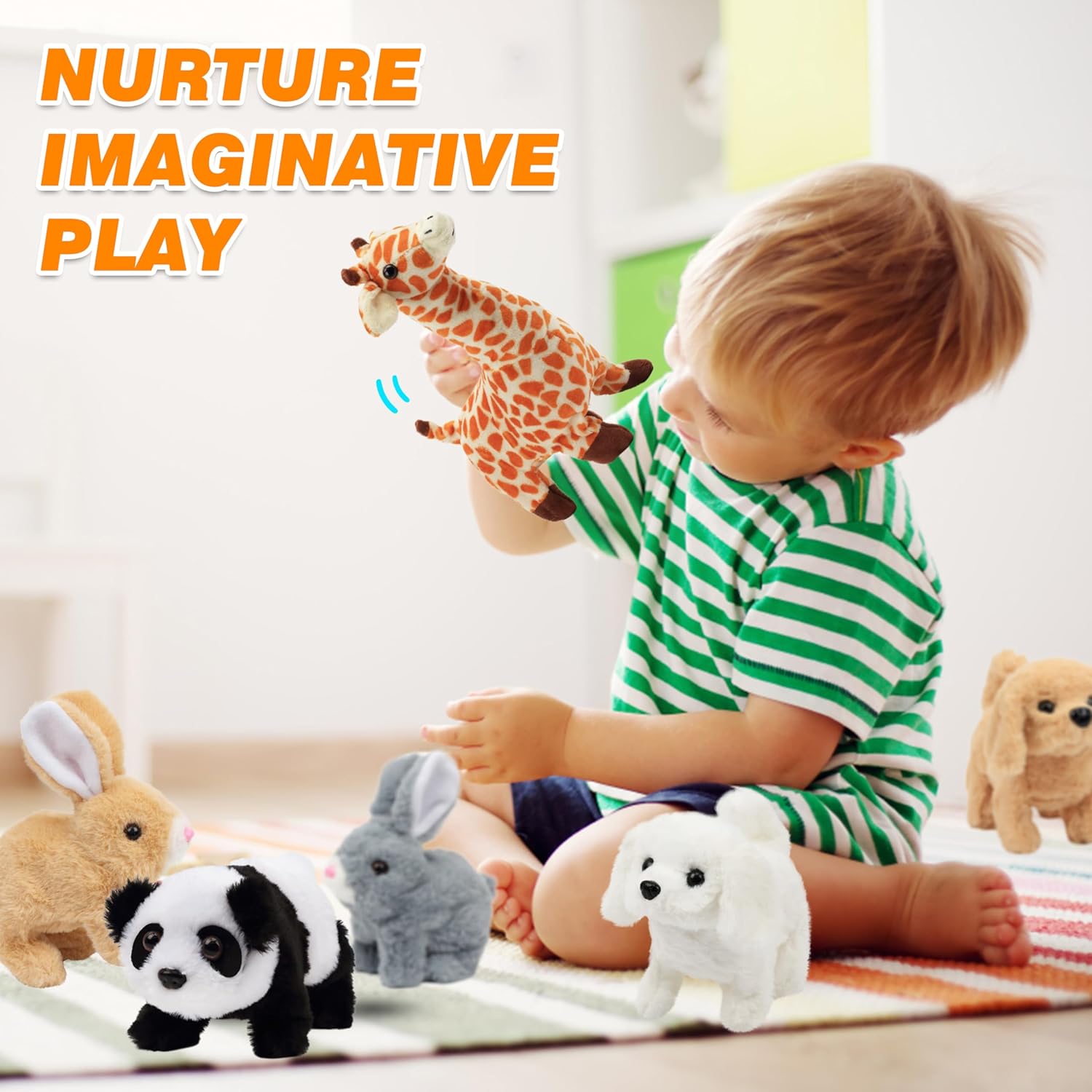 Hopearl Hopping Rabbit Interactive Electronic Pet Plush Bunny Toy with Sounds and Movements Animated Walking Wiggle Ears Twitch Nose Gifts for Toddlers Birthday, Gray, 7'' - Image 6