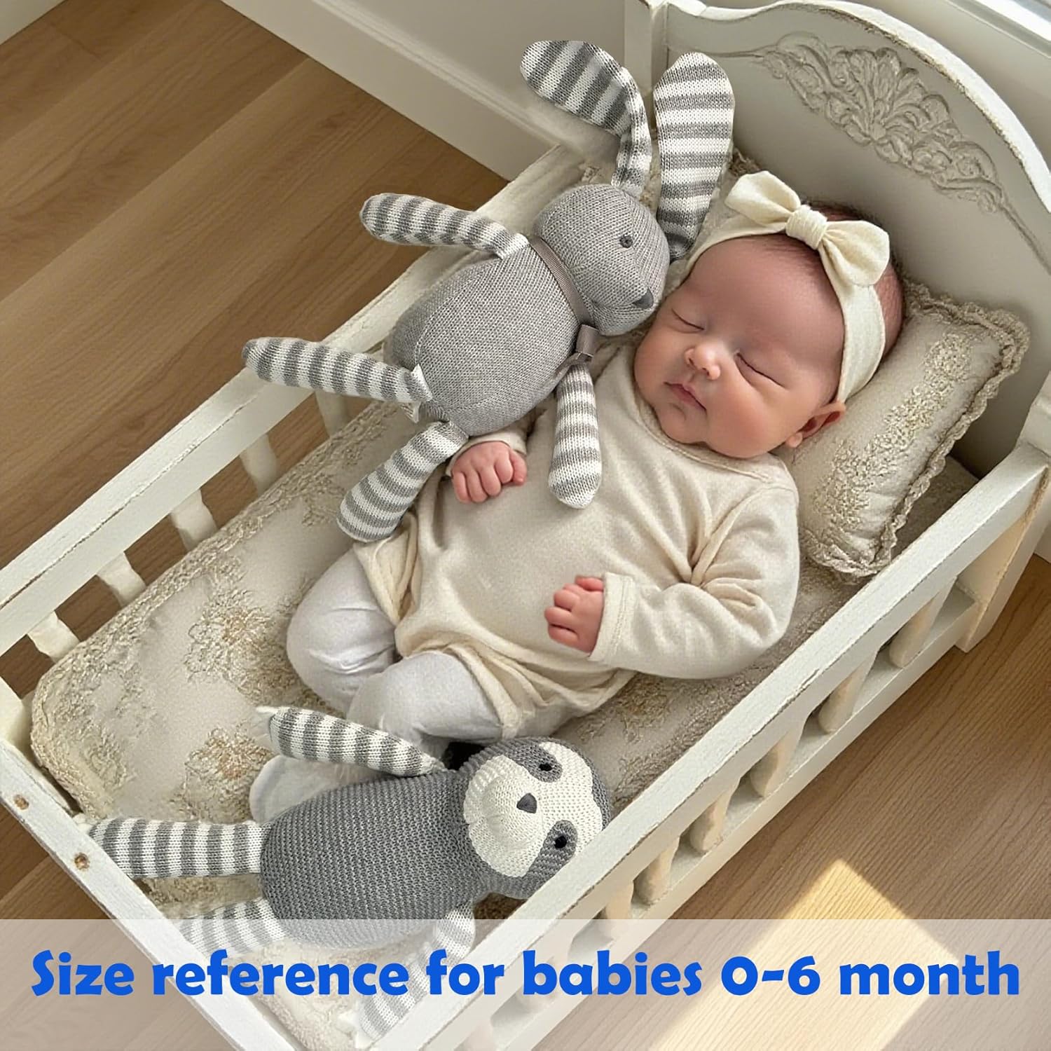 FLUFFYFUN 100% Organic Cotton Grey Bunny Rabbit Plush, 7.1" Baby Stuffed Animal for Newborn - Image 8
