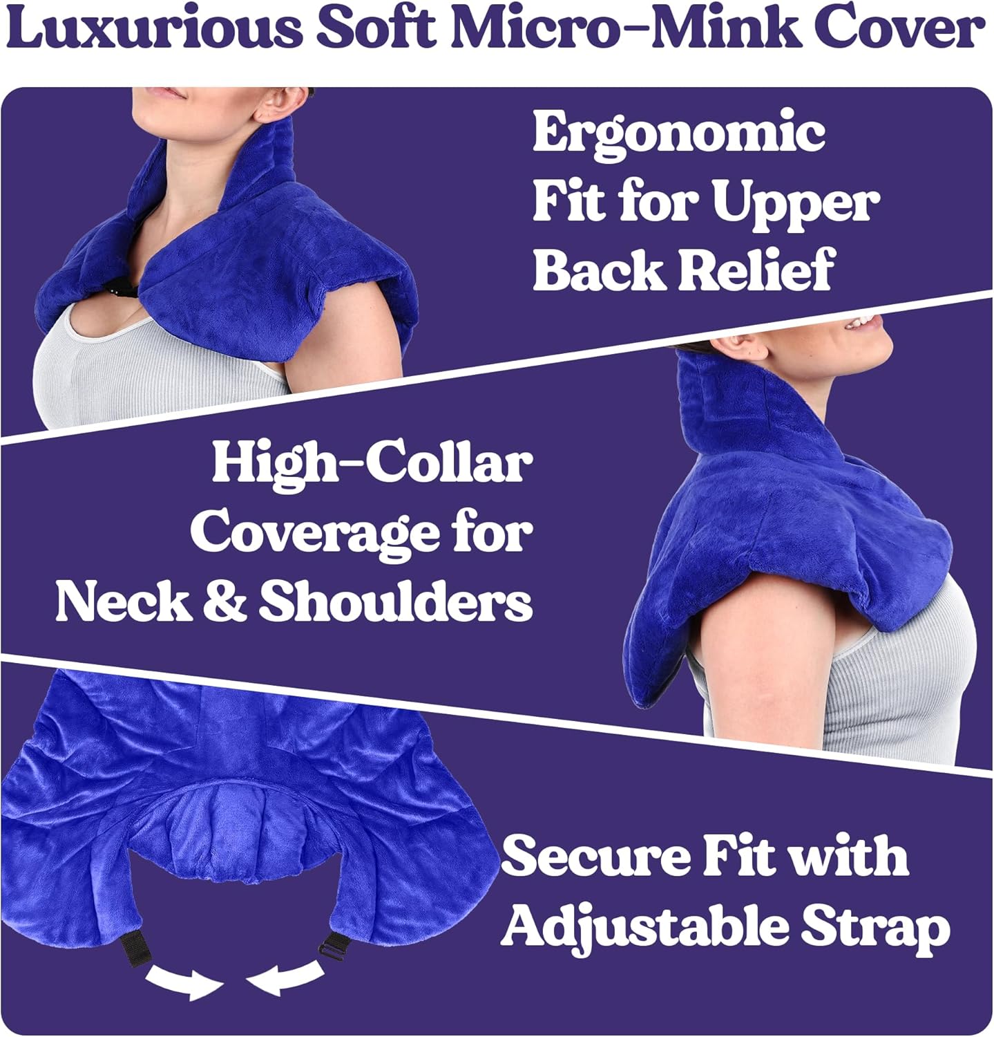 Microwavable Heating Pad for Neck, Shoulders, and Back by Joy & Grace | 5 Lb Weighted Neck & Shoulder Wrap | Moist Heat Therapy Pack for Relaxation and Comfort | Soft Micro-Mink Cover | Scented Blue - Image 4