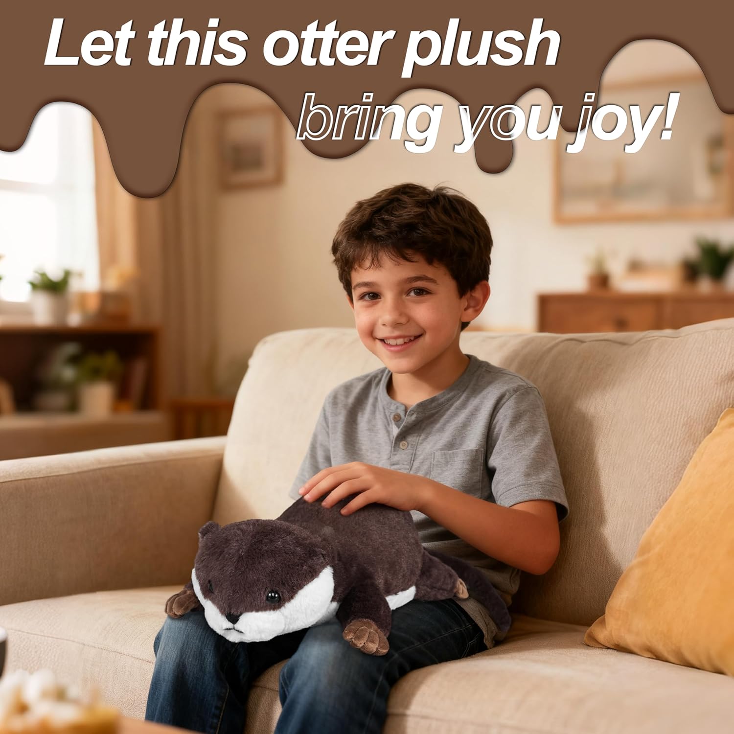 CSVBTRF Weighted Stuffed Animals, 4.1 lbs 18" Otter Plush Hugging Pillow, Otter Stuffed Animal Gifts for Kids Boys and Girls - Image 6