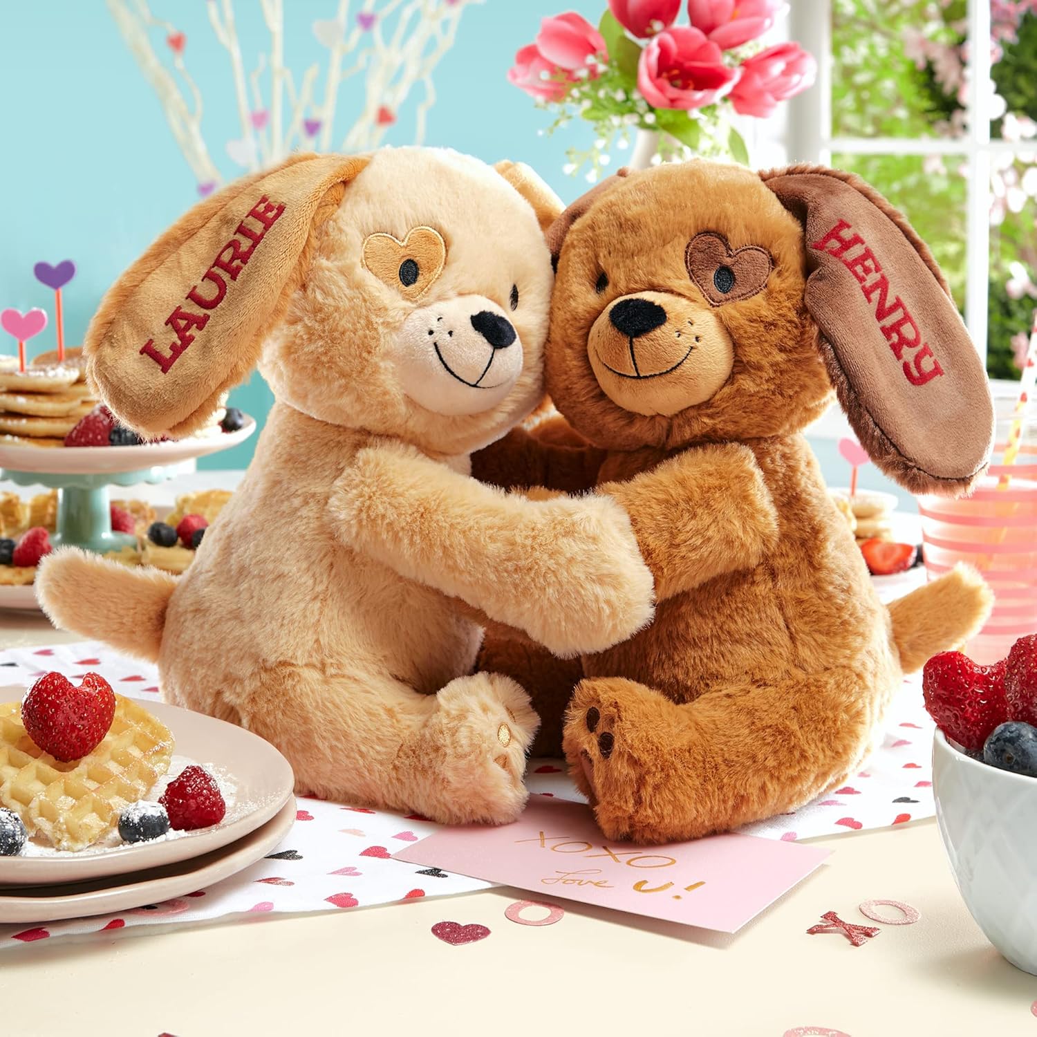Let's Make Memories Personalized Hugging Plush Puppies - Valentines Day - for Couples or Kids - for Him - for Her - Amor - Te Amo - Puppy Love - Dog Stuffed Animal - Image 8