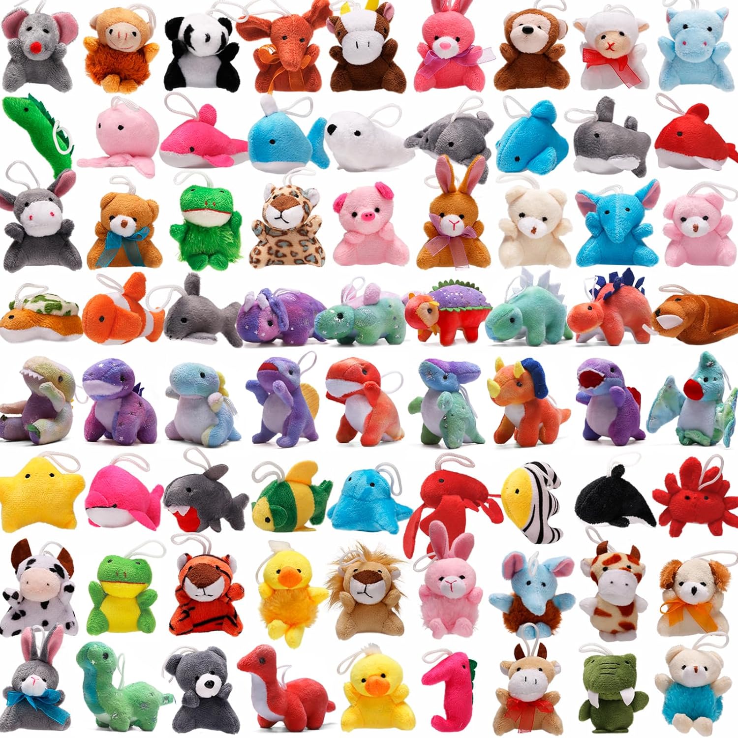 72 Pack Mini Stuffed Animal, Assorted Plush Toy (Dinosaur, Zoo, Ocean), Party Favors for Kid, Perfect for Claw Machine Filler, Goody Bag Stuffers, Keychain, Carnival Prizes, Classroom Reward Gift Bulk - Image 4