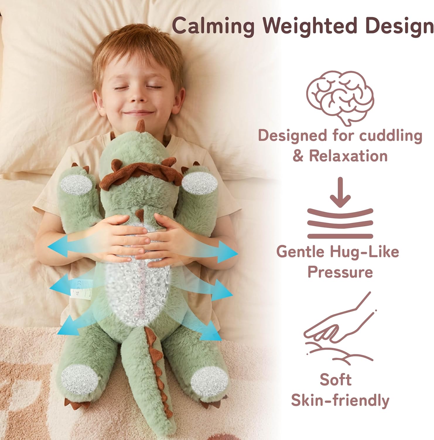 Niuniu Daddy Weighted Dinosaur Stuffed Animal for Kids & Adults, 22 Inch 3.3lb Large Plush Toy with Soft Fur, Weighted Plushies Pillow for Sensory Calm, Huggable Gift for Everyday Comfort - Image 2