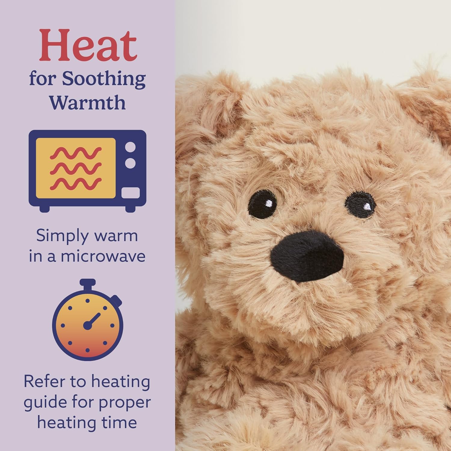 warmies Junior Microwavable & Weighted Stuffed Animals, Brown Curly Bear - Cozy, Heated Plushie Teddy Bear - Lavender Scented Stuffed Animal for Adults & Children (Boys, Girls, Babies & Toddlers) - Image 4