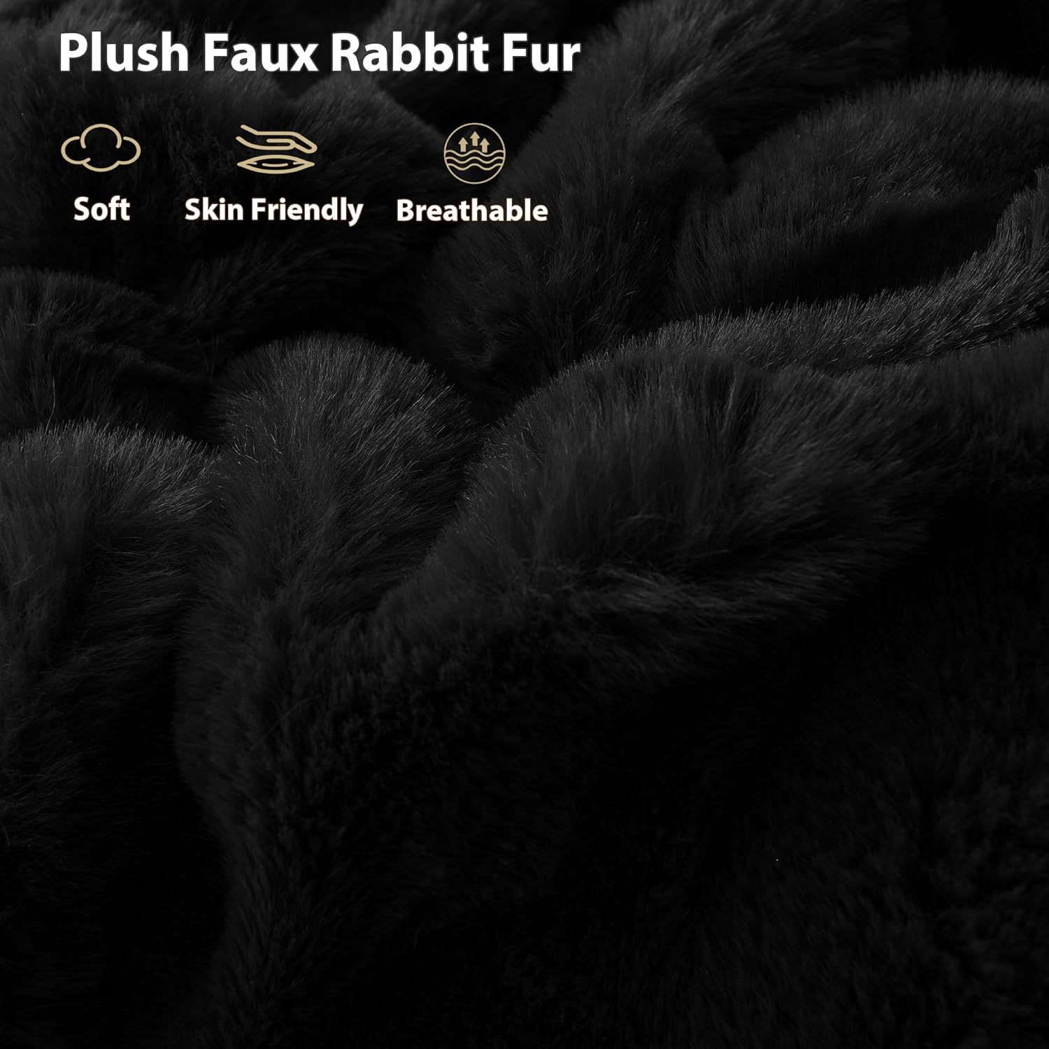 LIFEREVO 2 Pack Fluffy Faux Rabbit Fur Pillow Cases, Luxury Soft Plush Shaggy Bubble Pillowcases Standard Size with Zipper Closure, Furry Fuzzy Long Pillow Shams for Bedroom Living Room 20x26, Black - Image 4