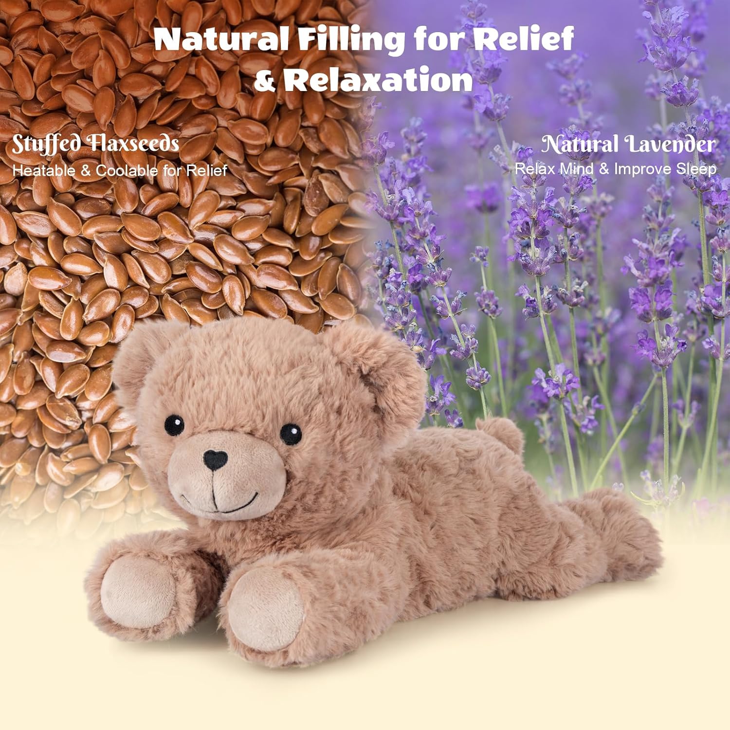SuzziPals Heatable & Coolable Brown Teddy Bear Stuffed Animal, Microwavable Stuffed Animal Heating Pad for Period Cramps, Stuffed Teddy Bear Plush for Warmth & Comfort, Brown Bear Gifts for Kid - Image 2