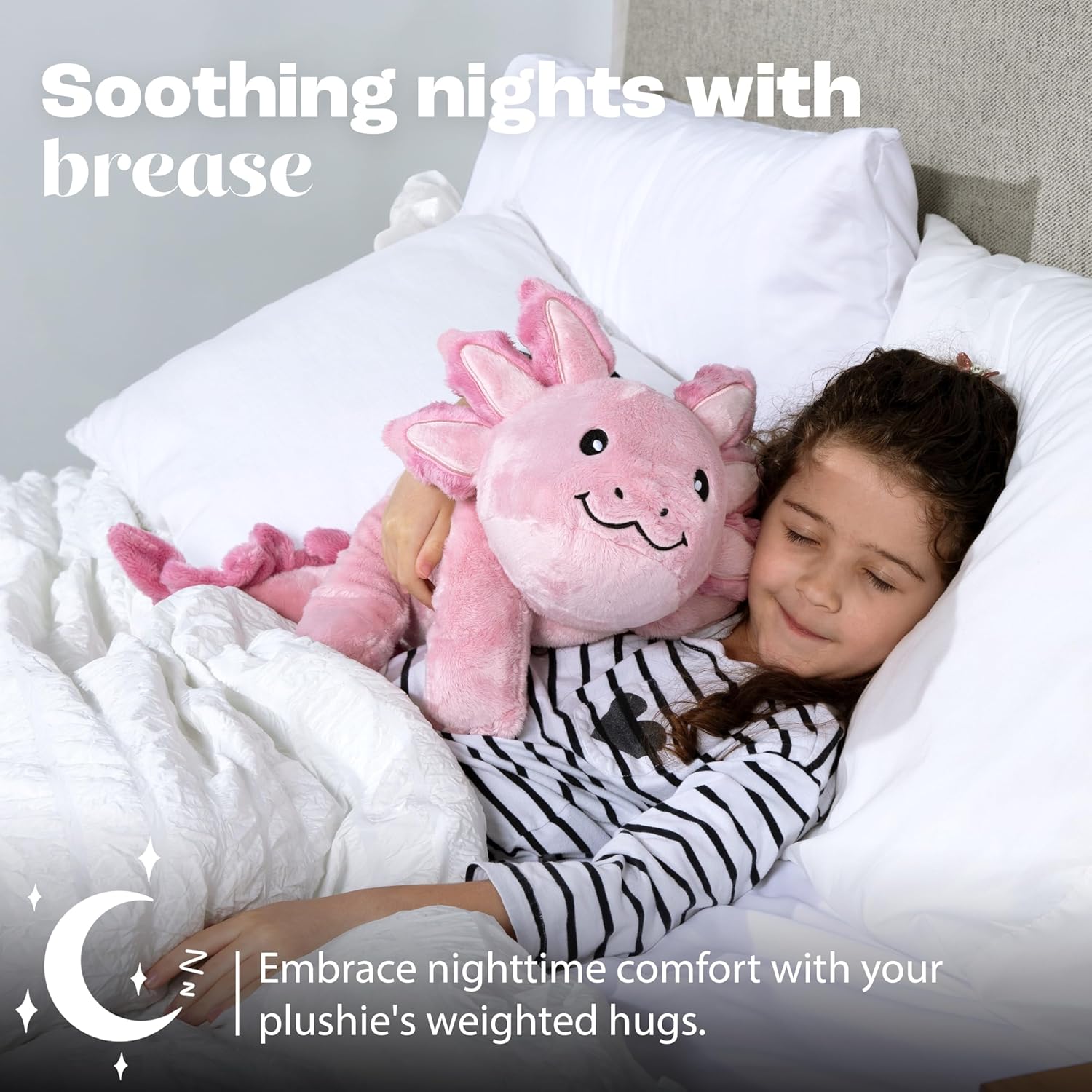 Brease 5 lb Unscented Weighted Pink Axolotl Dragon Stuffed Animal - Soft, Large Plush Toy for Comfort, Calm & Relaxation, Ideal Huggable Companion for Kids & Adults, Perfect Heavy Plushie for All Ages - Image 6