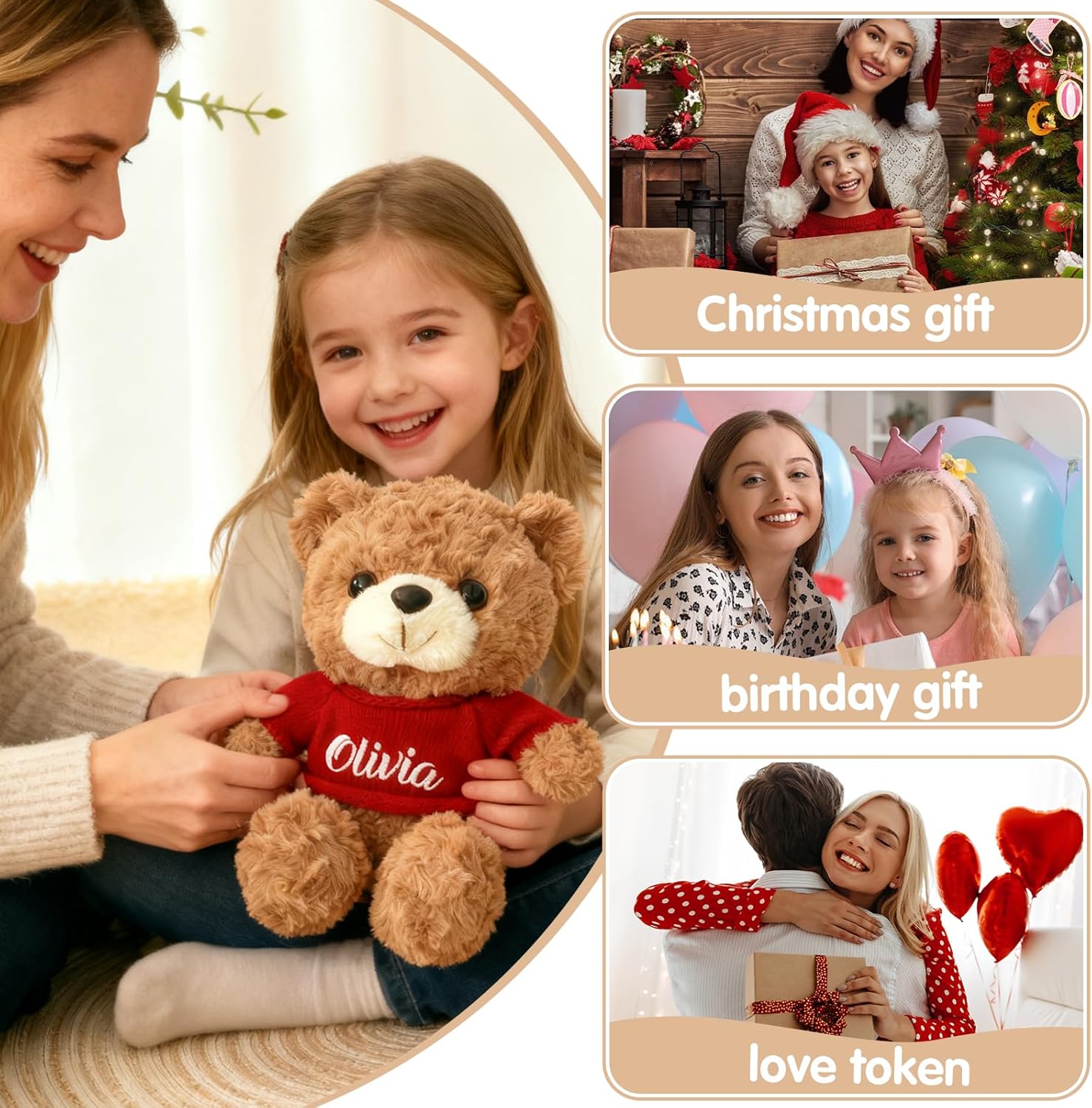 OELTTG Personalized Teddy Bear with Embroidered Name, Soft Plush Stuffed Animal, Customized Sweater Teddy Bear Unique Gift for Birthday Christmas Baby Shower Kids Adults - Image 3
