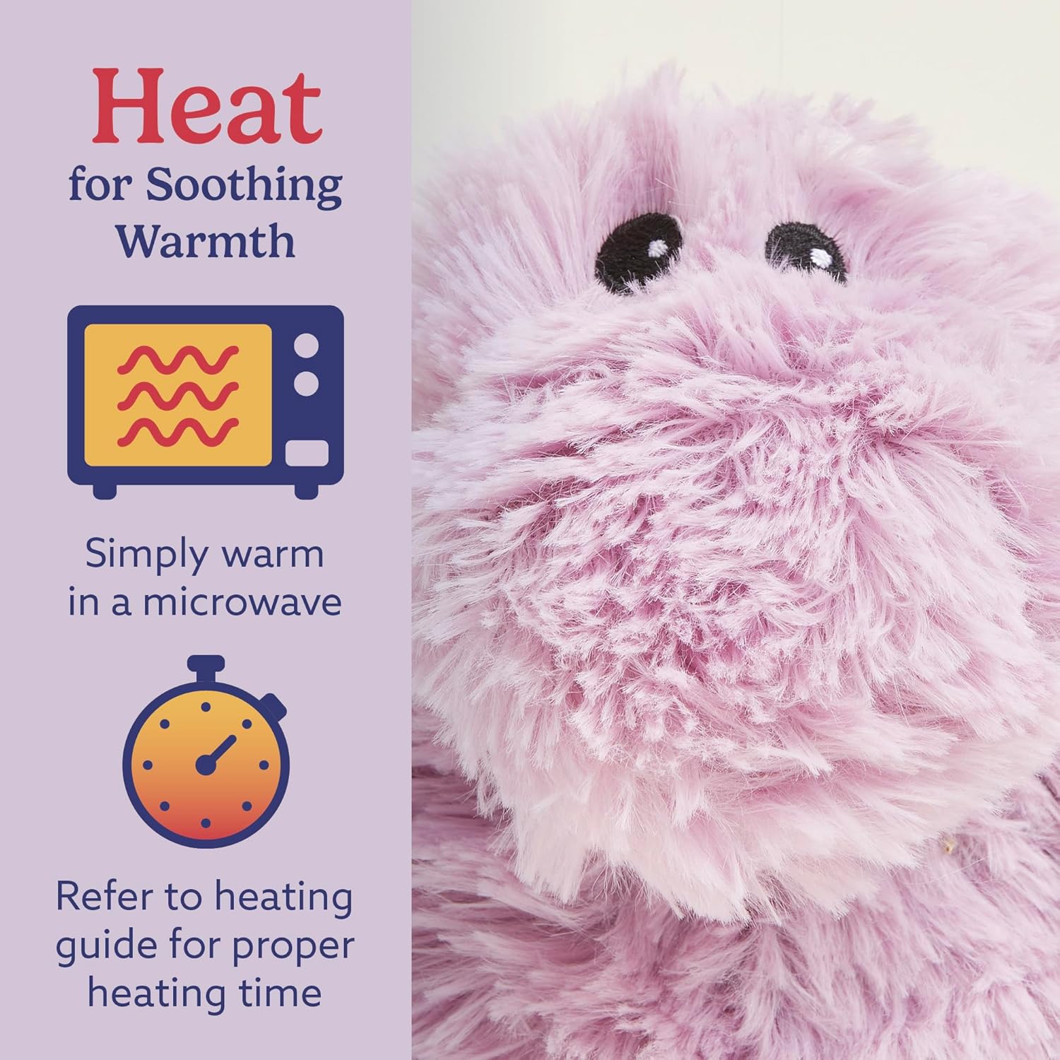 warmies Junior Microwavable & Weighted Stuffed Animal, Hippo - Soothing Microwave Hippo Warmth - Microwavable Lavender Plush Comfort - for Adults & Children (Boys, Girls, Babies & Toddlers) - Image 4