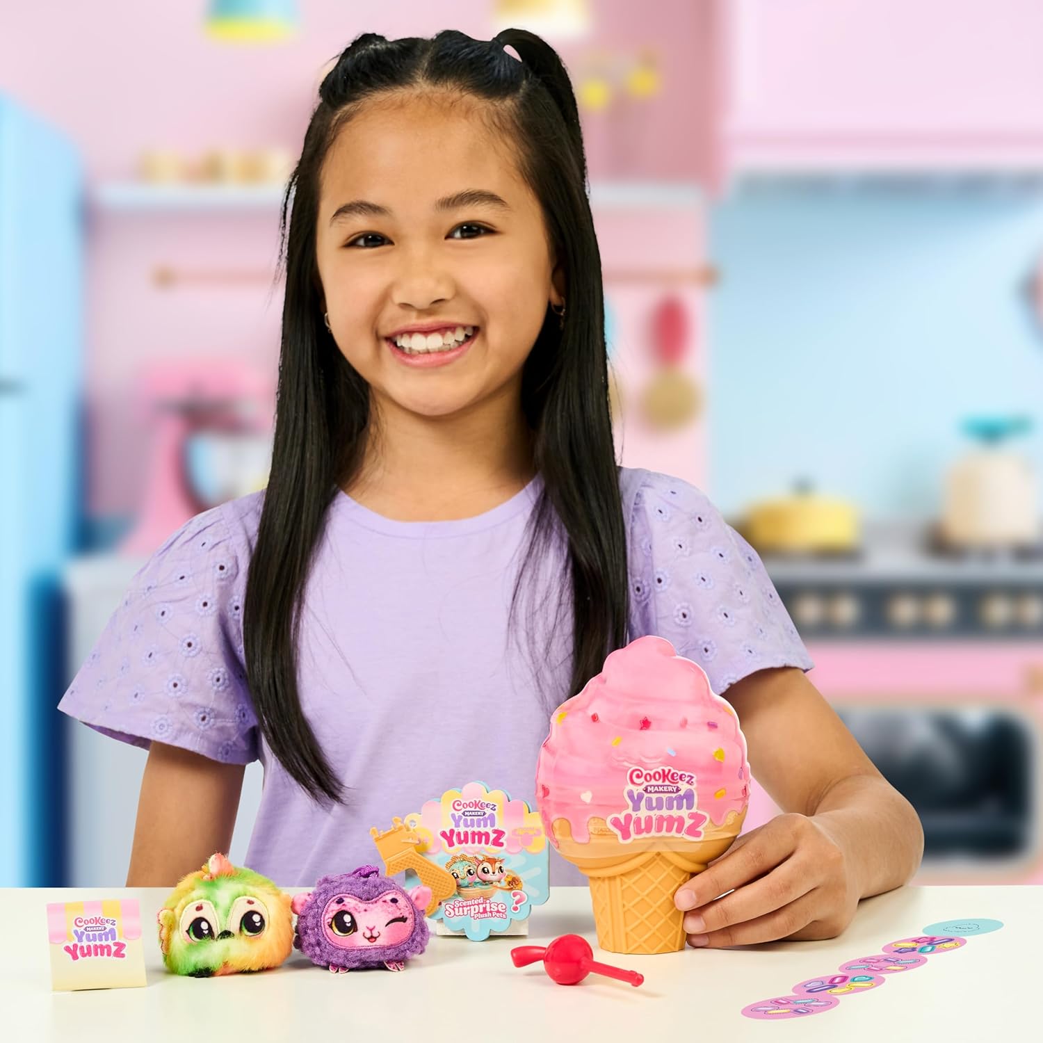 Cookeez Makery Yum Yumz Twin Pack, Full of Fun and Full of Yum! Add Ingredients & Discover 2 Super-Cute Scented Surprise Plush Pets Inside an Ice Cream Cone You Can Customize - Styles May Vary - Image 3