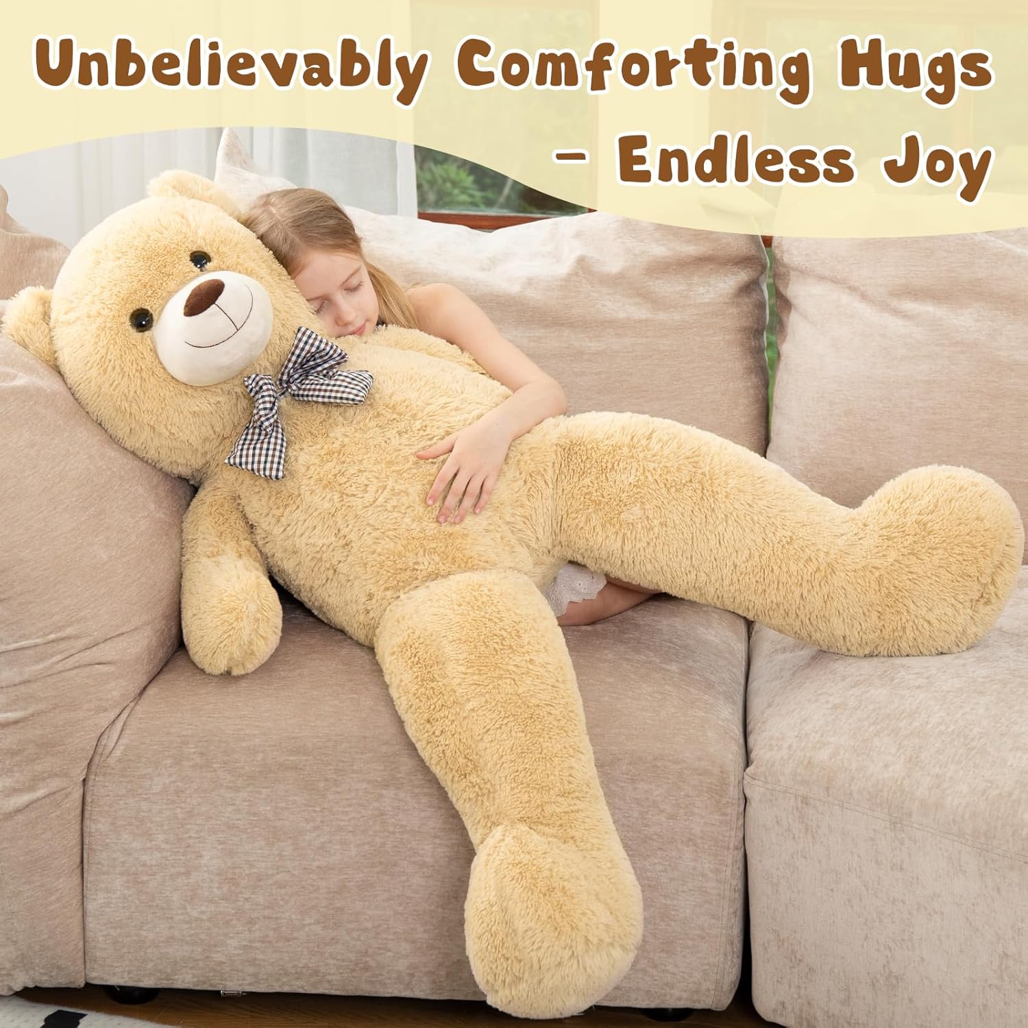 MorisMos Giant Teddy Bear 4 Feet, Cute Big Huge Bear Stuffed Animal 47inch, Classic Teddy Bear Plush Gift for Baby Shower Decorations, Party,Birthday,Valentines Day, Brown - Image 2