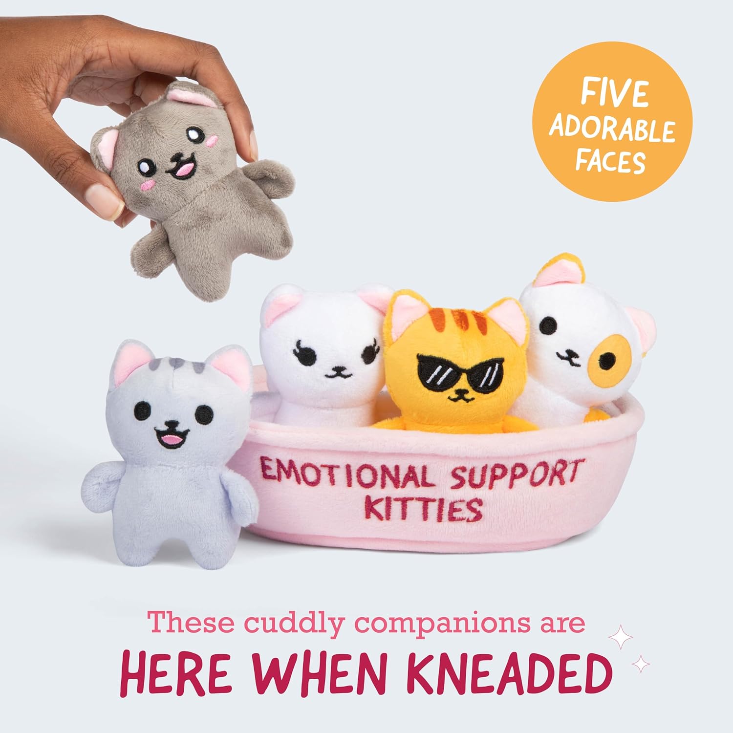 WHAT DO YOU MEME? Emotional Support Kitties by Relatable, Cuddly Stuffed Animals and Toys, Squishy Toys and Plushies, Great Ideas for Loved Ones of All Ages, Includes 5 Plushies with Carrying Basket - Image 3