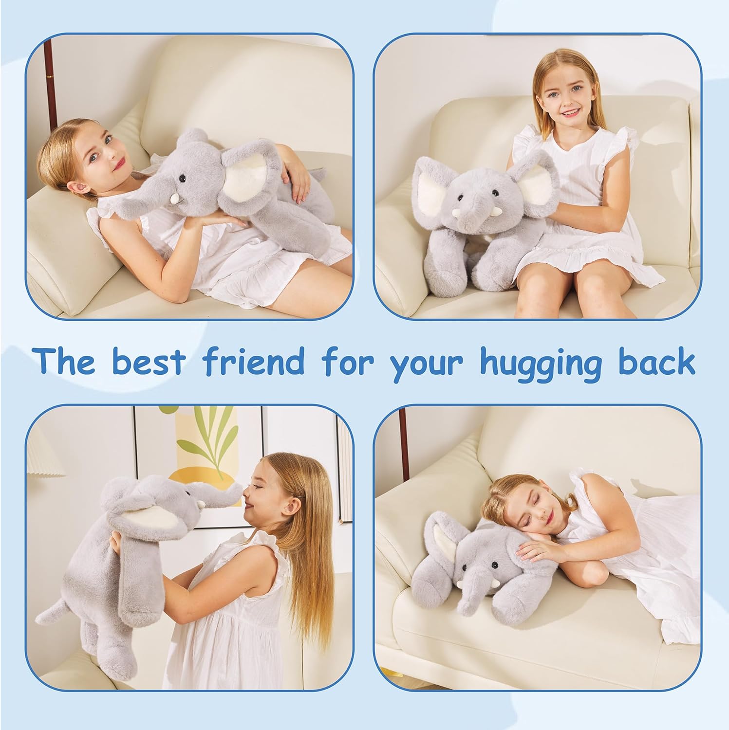 GILFWM Weighted Stuffed Animals Elephant - 25" Big Stuffed Animal Toy Pillow for Kids & Adults, 5 lbs Soft Washable Weighted Plush - Image 5