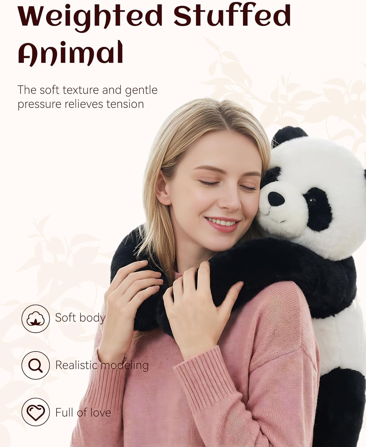 Weighted Stuffed Animal, Weighted Hugging Stuffed Animal with Extra-Long Hugging Arms, Soft Huggable Stuffed Animal for Relaxation and Comfort, For Home, Work & Travel (Panda, 11.8'') - Image 2