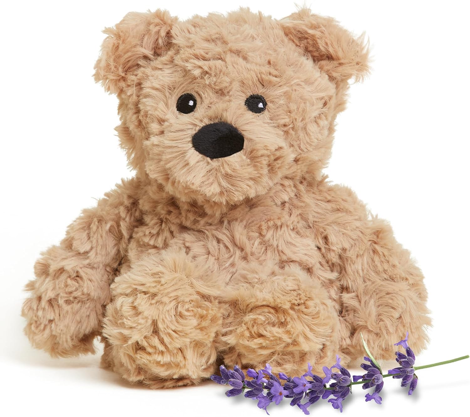 warmies Junior Microwavable & Weighted Stuffed Animals, Brown Curly Bear - Cozy, Heated Plushie Teddy Bear - Lavender Scented Stuffed Animal for Adults & Children (Boys, Girls, Babies & Toddlers)
