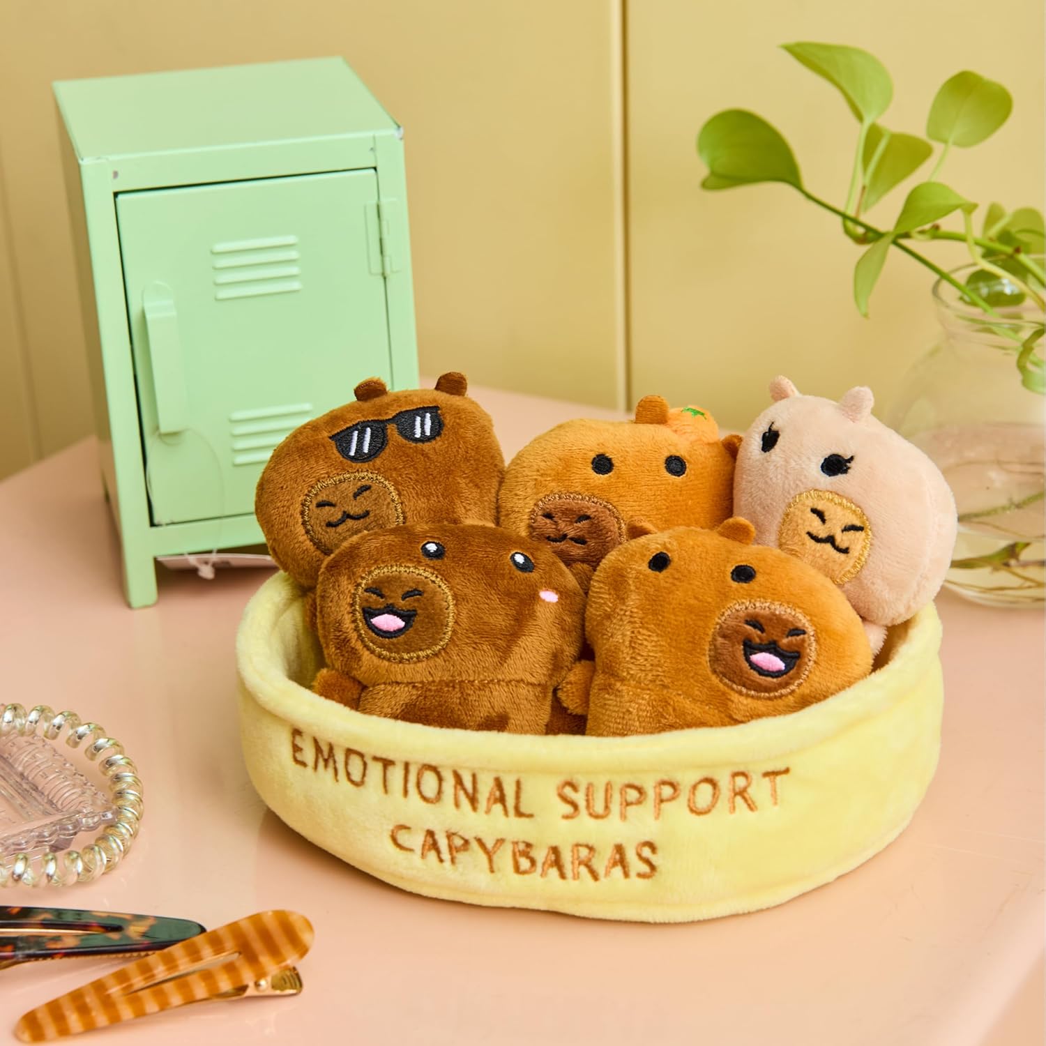 Emotional Support Capybaras by Relatable, Cuddly Stuffed Animals and Plushies Set, Includes 5 Capybara Plush Toys with Carrying Basket, Cute Stuff & Graduation Gift Ideas - Image 6