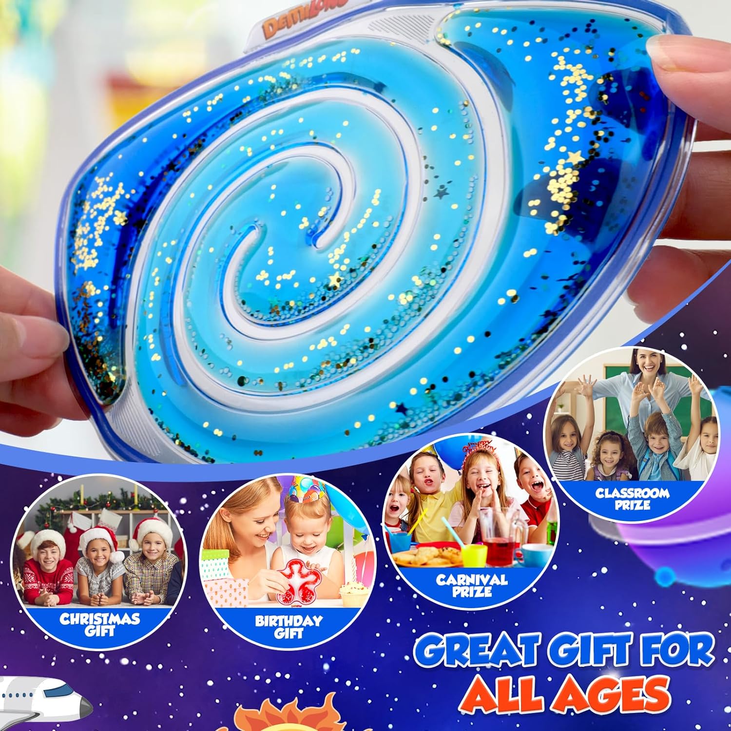 Squishy Sensory Toys for Kids - 4 Pack Fidget Toy Sensory Maze for Autism - Stress Relief Toys for Calm Down - Squeeze Fidget Toy Filled Goo, Glitter, Prizes for Kids Classroom, Goodie Bags Stuffers - Image 2