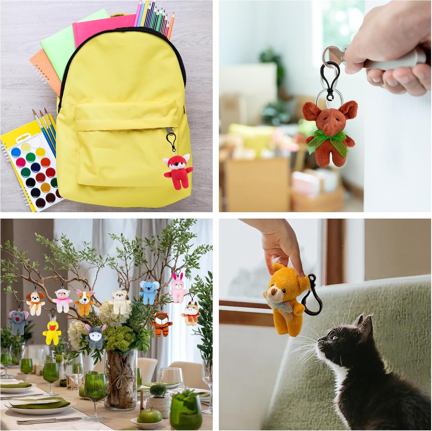 XIPEGPA 30PCS Mini Plush Animals Keychain Standing Jungle Animals Set Fox Plush Goodie Bag Fillers Carnival Treasure Box - Image 5