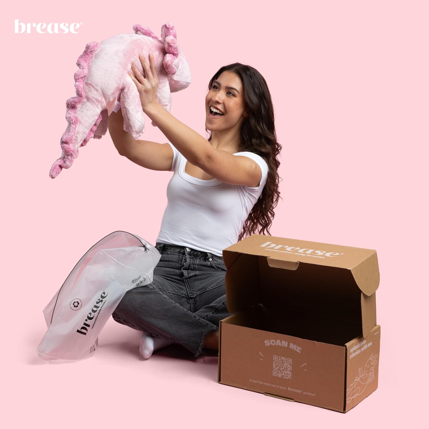 Brease 5 lb Unscented Weighted Pink Axolotl Dragon Stuffed Animal - Soft, Large Plush Toy for Comfort, Calm & Relaxation, Ideal Huggable Companion for Kids & Adults, Perfect Heavy Plushie for All Ages - Image 5