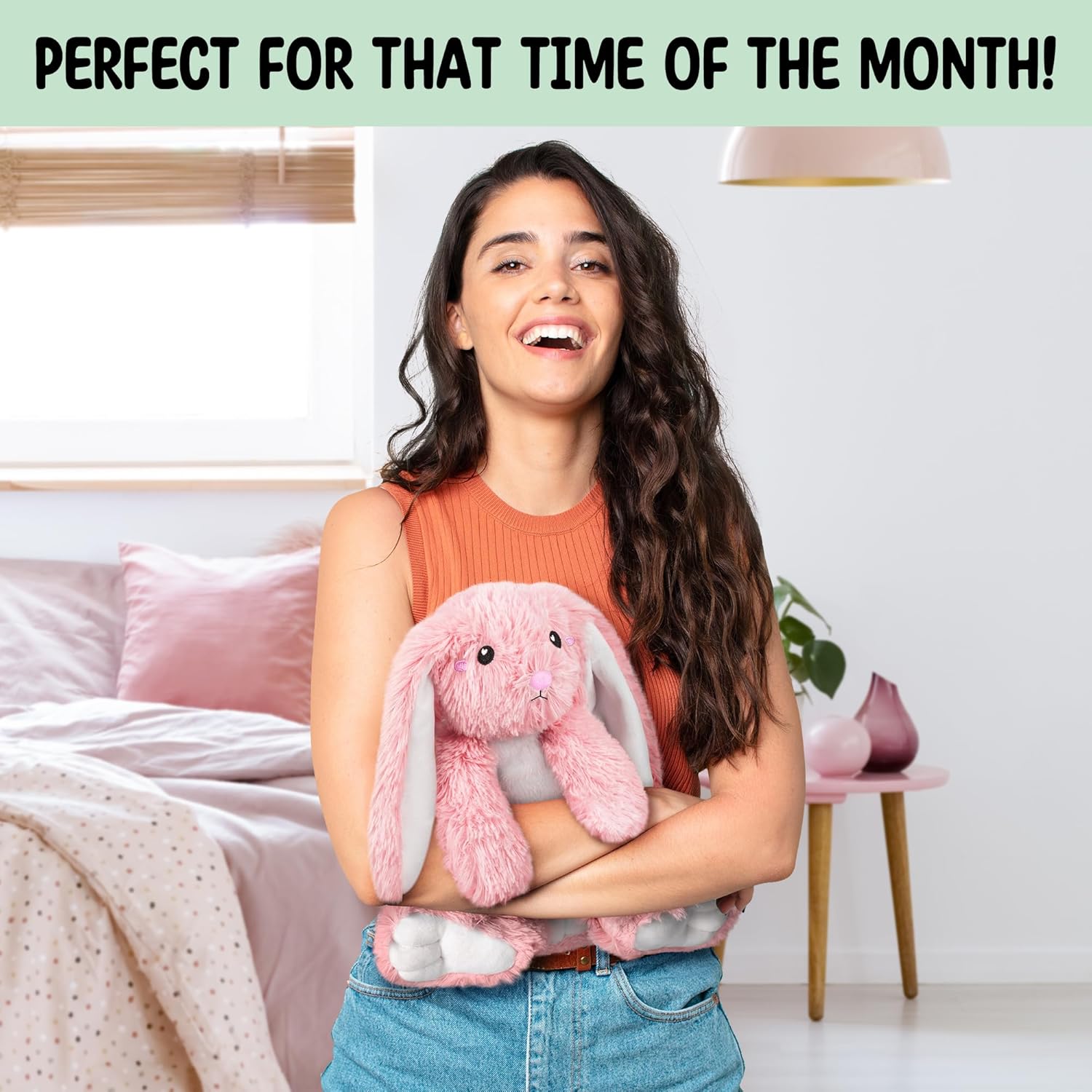 Bunny Microwavable Stuffed Animal – 1.5 lb Unscented Heating Pad Plush, Soft Cozy Bunny Toy for Relaxation and Comfort, Gift for Women, Girls, Adults & Kids by Happy Fuel, Pink - Image 9