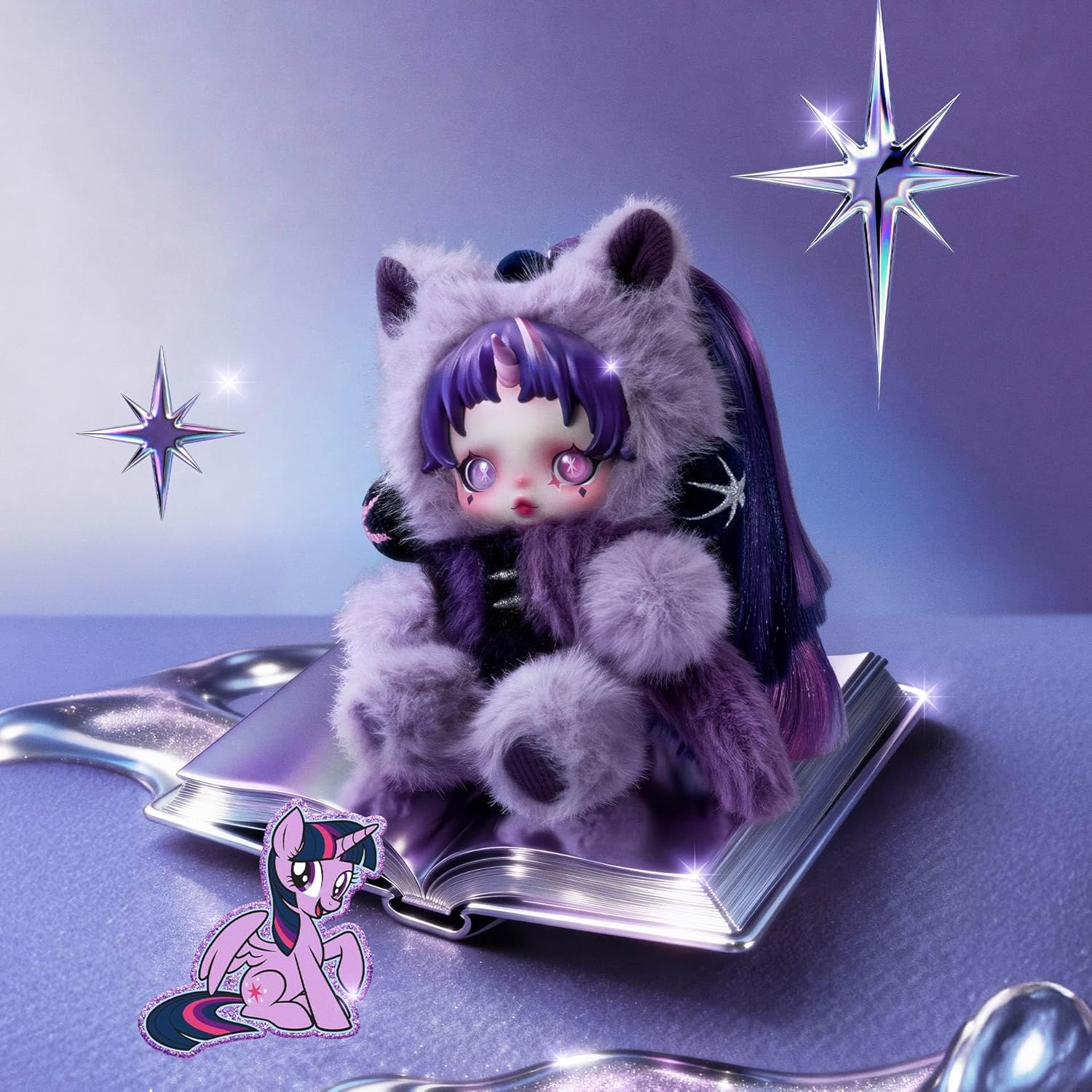 POP MART SKULLPANDA × My Little Pony Series Plush Doll Cute Keychain Blind Box Mystery Box Figures, Collectible Toys Bag Charms, Holiday Birthday Gifts for Girls and Boys, Single Box - Image 6
