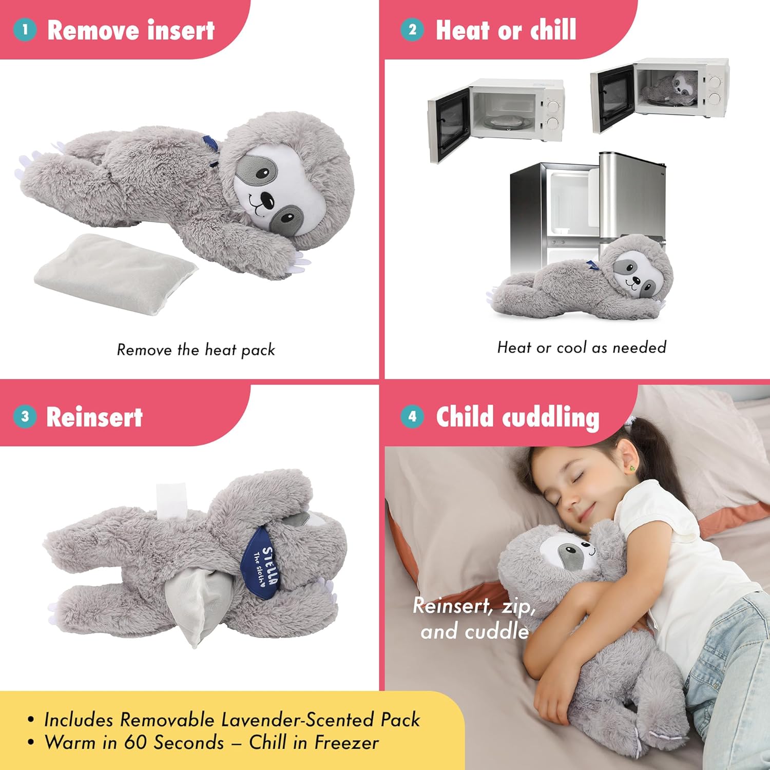 Lilly's Love Heatable & Coolable Lavender Scented Weighted Stuffed Animal - Microwavable Heatable Pad for Kids & Adults - Machine Washable Plushie - Calming Stuffed Animal for Anxiety - Image 4