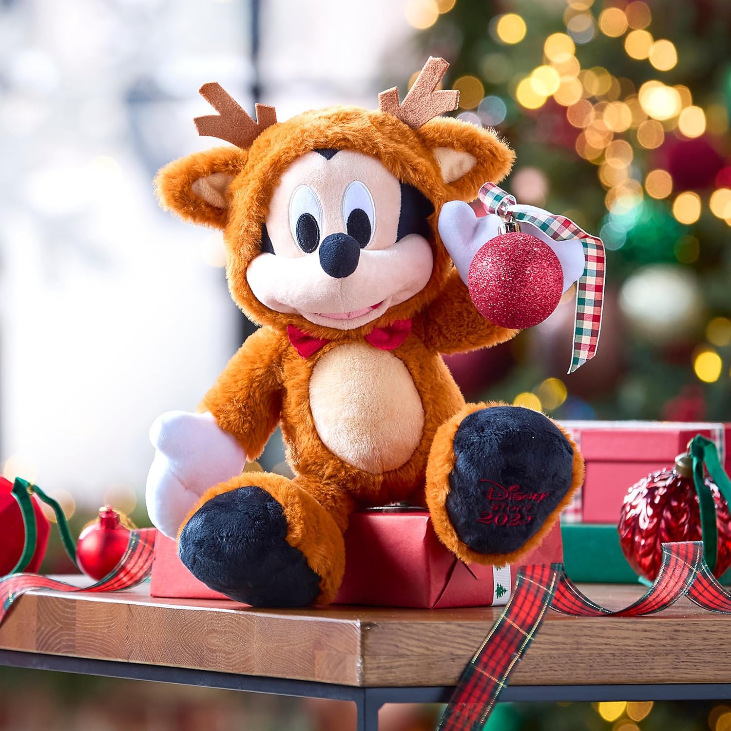 Disney Store Official Mickey Mouse Reindeer Holiday Plush - 15 Inch Christmas Plush Toy in Reindeer Suit with Sparkling Bow Tie - Disney Stuffed Animals for Boys and Girls - Image 2