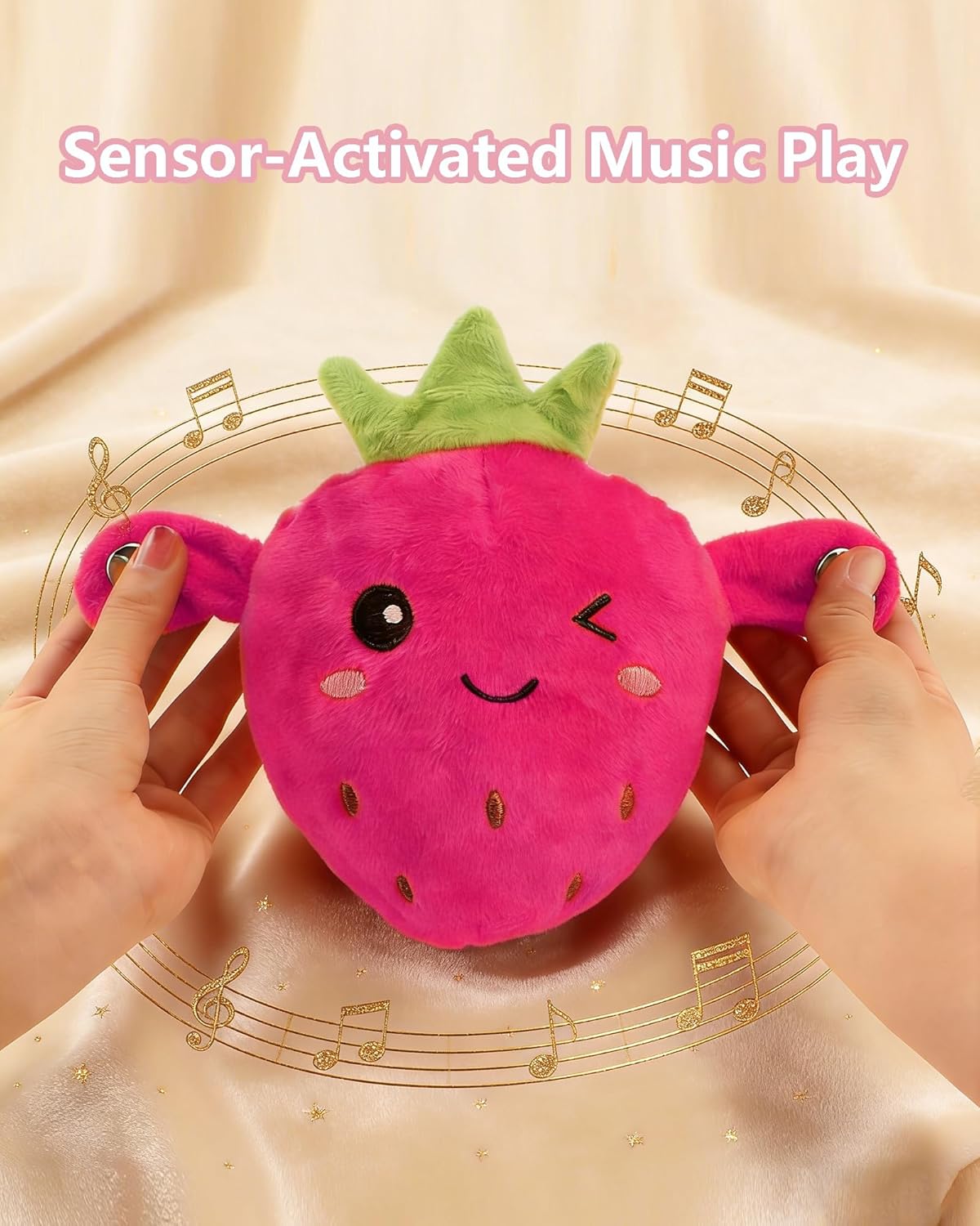 Baby Musical Sensory Toy,nteractive Musical Plush Toy with Sounds,Sensory Activity Learning Educational Kid Toy,Fun Christmas and Birthday Gifts Suitable for Multiplayer interaction (pink strawberry) - Image 7