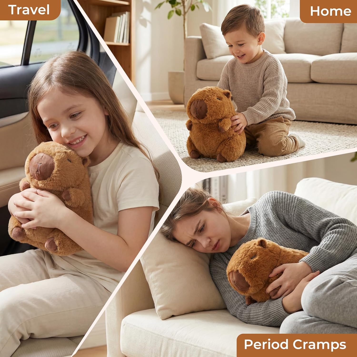 Capybara Microwavable Weighted Stuffed Animals Plushies, Heating Pad Animal for Stress Period Cramps, Lavender Scented Heat&Cold Compress Capybara Plush Toys Gifts for Girls Boys Adults - Image 5