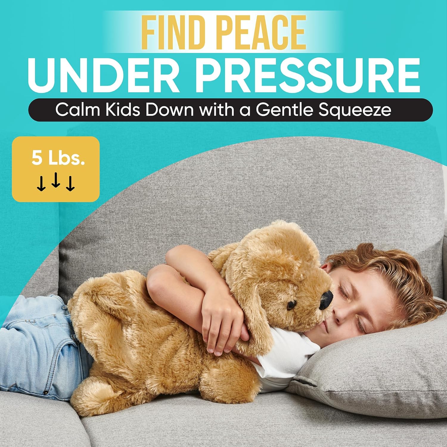 FRIENDLY CUDDLE Weighted Lap Blanket for Kids & Adults – Kids Weighted Blanket – ASD, Sensory Processing Weighted Stuffed Animals Dog Toy – Microwavable Weighted Lap Pad for Kids, 5 Lbs. - Image 5