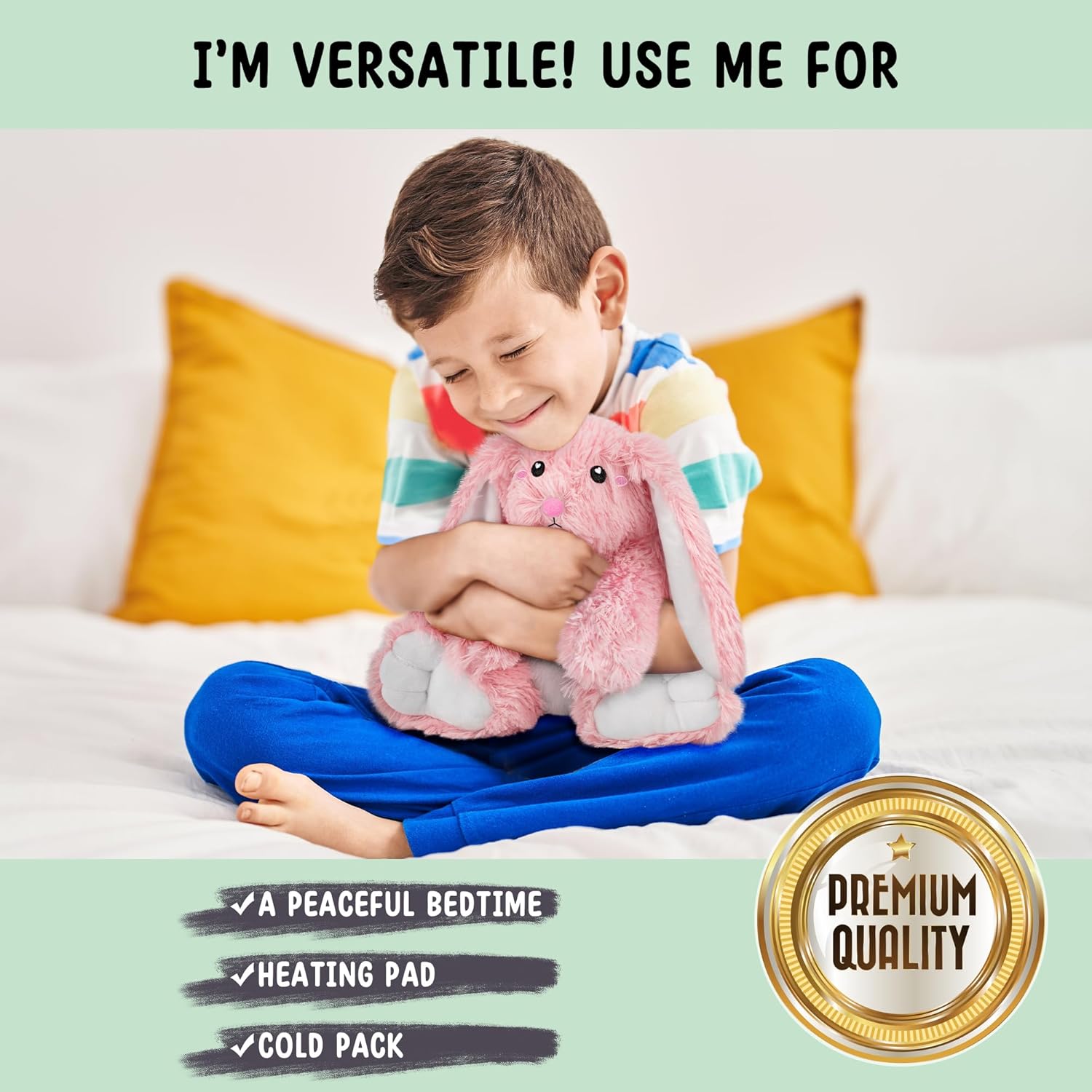 Bunny Microwavable Stuffed Animal – 1.5 lb Unscented Heating Pad Plush, Soft Cozy Bunny Toy for Relaxation and Comfort, Gift for Women, Girls, Adults & Kids by Happy Fuel, Pink - Image 5