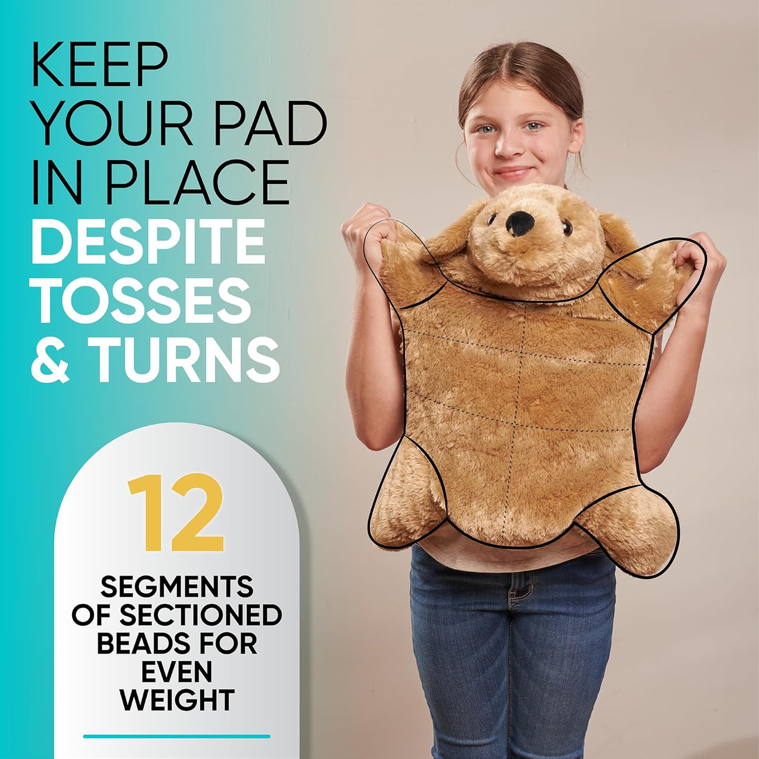 FRIENDLY CUDDLE Weighted Lap Blanket for Kids & Adults – Kids Weighted Blanket – ASD, Sensory Processing Weighted Stuffed Animals Dog Toy – Microwavable Weighted Lap Pad for Kids, 5 Lbs. - Image 9