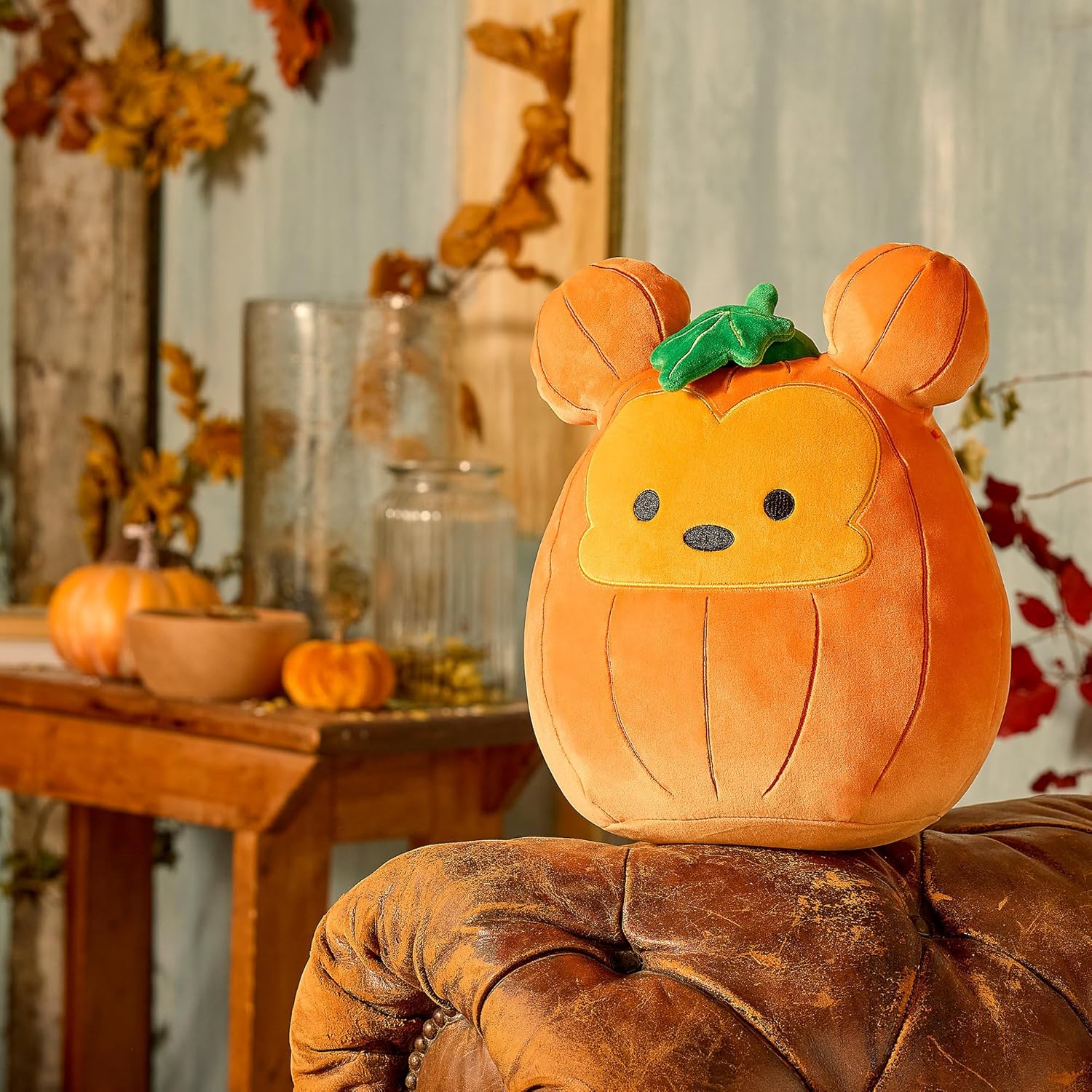 Disney Store Official Mickey Mouse Pumpkin Squishmallows Plush - 11 Inch Disney Halloween Stuffed Animal with Embroidered Features, Detailed Plush Sculpting and Soft Squishy Fill - Image 2
