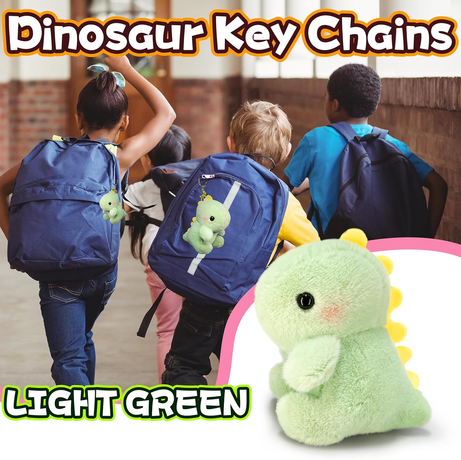 Fat Dinosaur Stuffed Animals, Dino Kawaii Plush Toy for Girls and Boys, Soft Dinosaur Plush Toys Keychain, Small Dinosaur Plushies, Mini Stuffed Animal for Kids, Goodie Bag Stuffers (Light Green) - Image 5