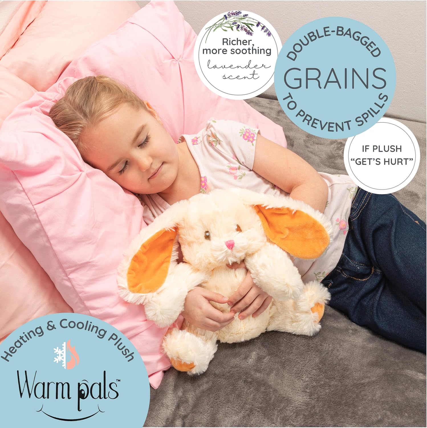 Bashful Bunny Microwavable Easter Stuffed Animal, Weighted Heatable and Coolable Lavender Scented Plush for Kids and Adults, 1.5 lb, Warm Pals - Image 2