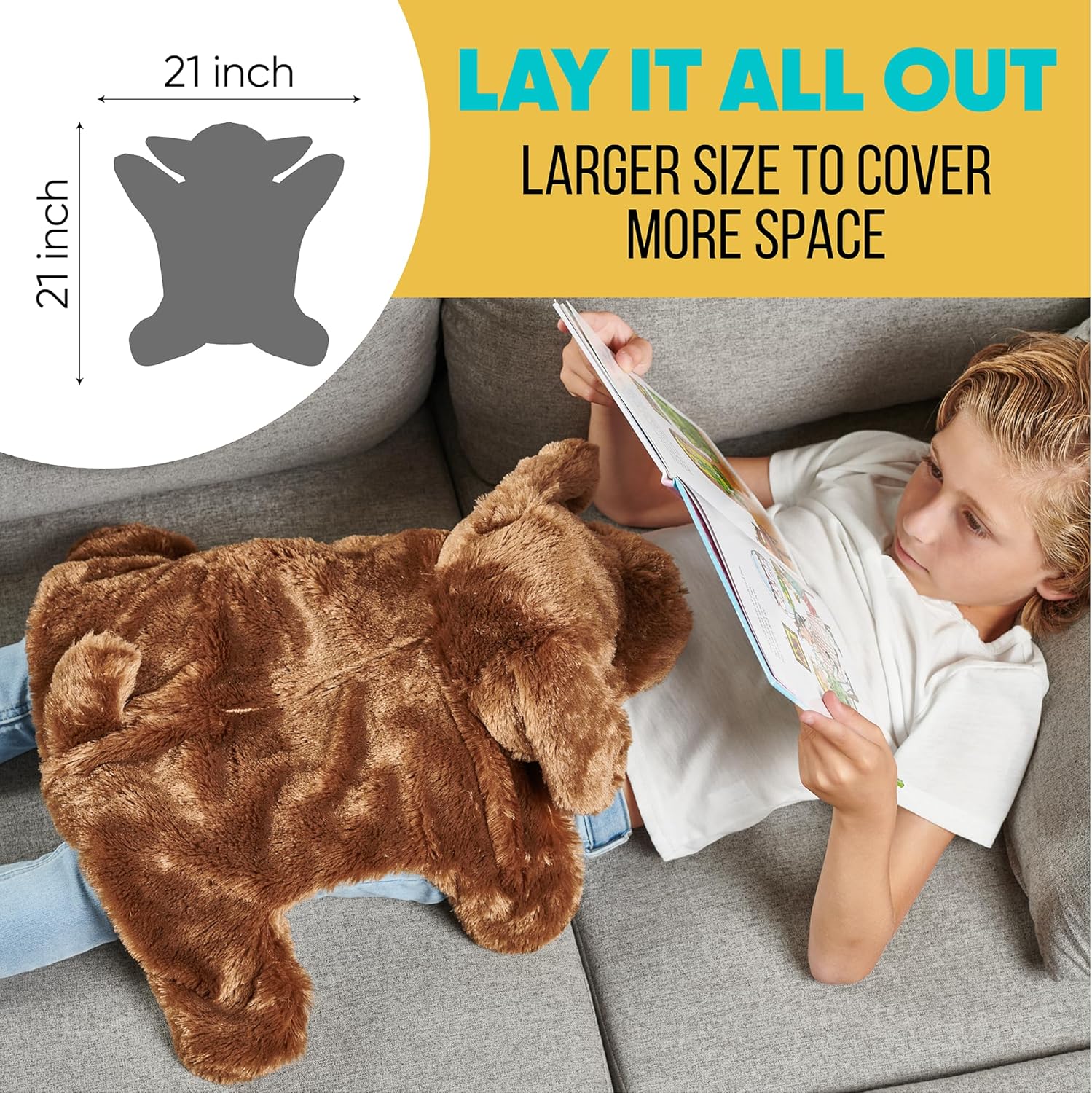FRIENDLY CUDDLE Weighted Lap Blanket for Kids & Adults – Kids Weighted Blanket – ASD, Sensory Processing Weighted Stuffed Animals Dog Toy – Microwavable Weighted Lap Pad for Kids, 5 Lbs - Image 7