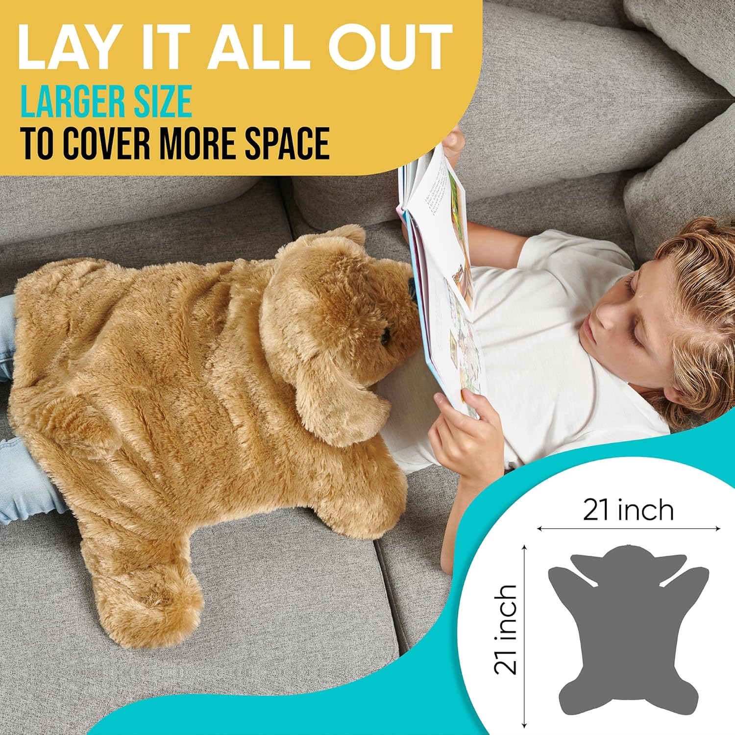 FRIENDLY CUDDLE Weighted Lap Blanket for Kids & Adults – Kids Weighted Blanket – ASD, Sensory Processing Weighted Stuffed Animals Dog Toy – Microwavable Weighted Lap Pad for Kids, 5 Lbs. - Image 8