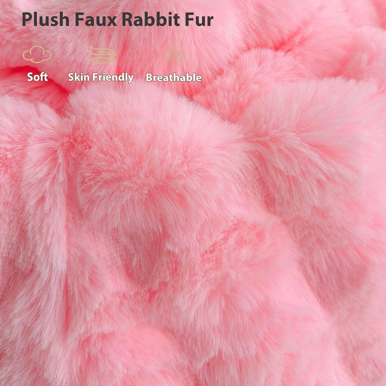 LIFEREVO Pack of 2 Fluffy Faux Rabbit Fur Pillowcases, Elegant Cute Plush Shaggy Bubble Bed Pillow Cases Standard Size with Zipper Closure, Home Decorative Furry Fuzzy Long Pillow Shams 20x26, Pink - Image 4