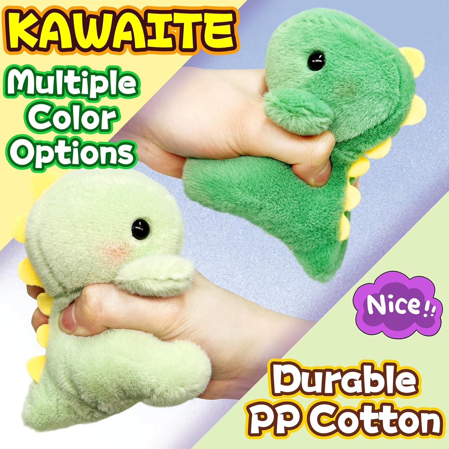 Fat Dinosaur Stuffed Animals, Dino Kawaii Plush Toy for Girls and Boys, Soft Dinosaur Plush Toys Keychain, Small Dinosaur Plushies, Mini Stuffed Animal for Kids, Goodie Bag Stuffers (Light Green) - Image 2