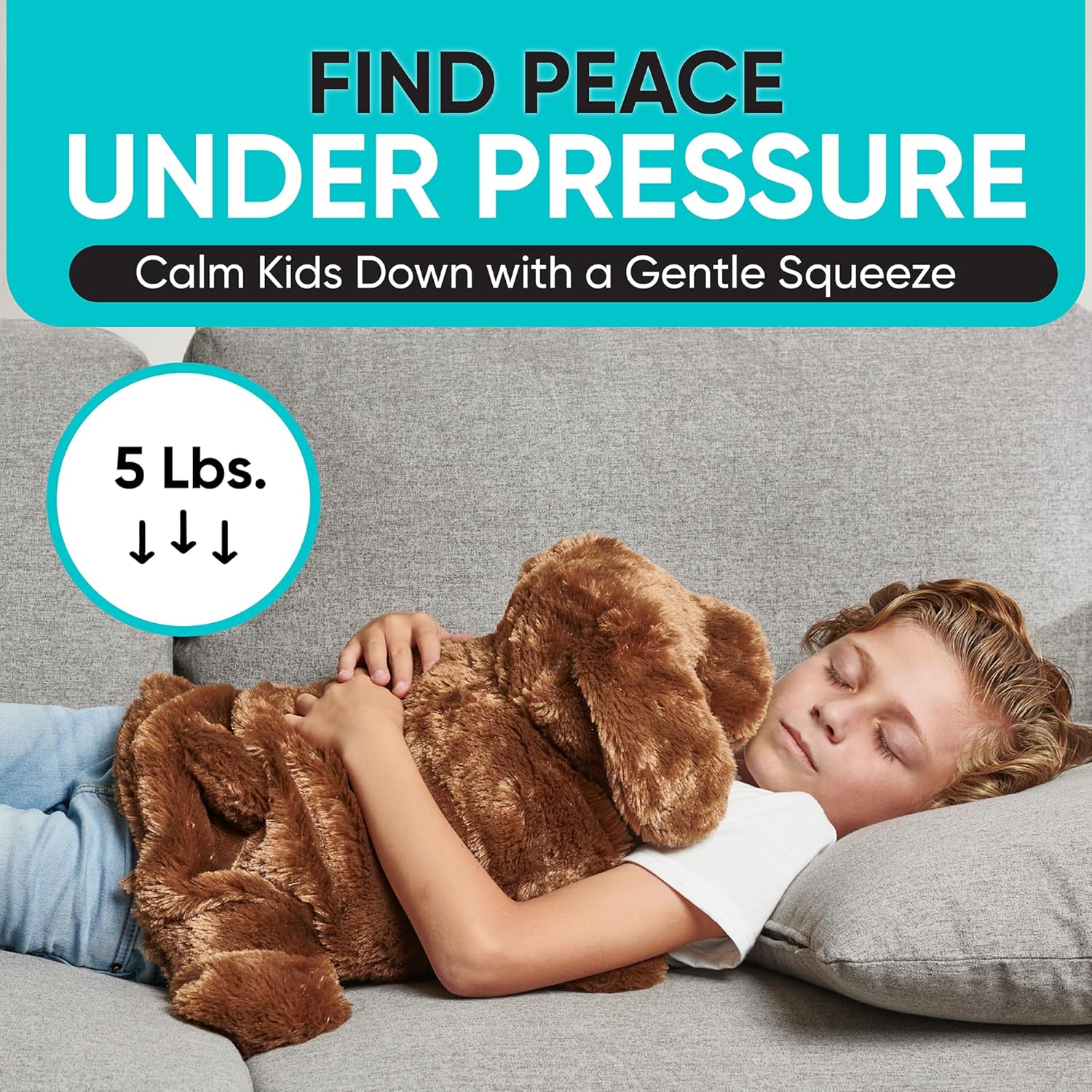 FRIENDLY CUDDLE Weighted Lap Blanket for Kids & Adults – Kids Weighted Blanket – ASD, Sensory Processing Weighted Stuffed Animals Dog Toy – Microwavable Weighted Lap Pad for Kids, 5 Lbs - Image 4