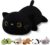 Finebee Weighted Black Cat Stuffed Animals, Cute Weighted Black Cat Plush, Soft Comfort Stuffed Weighted Plushie Pillow Gifts for Kids & Adults (9.8″ 0.8Lbs)