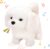 Hopearl Walking Dog Bichon Interactive Electronic Pet Plush Toy Puppy Woof and Moving Animated Nodding Head Gifts for Toddlers Birthday, White, 7”