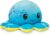 TeeTurtle Reversible Octopus Plushie 4 Inch Sunset + Ocean Two-Sided Flip Plush Toy with Embroidered Details Cute Mini Collectible Plush for Kids, Teens, and Adults
