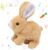 Hopearl Hopping Rabbit Interactive Electronic Pet Plush Bunny Toy with Sounds and Movements Animated Walking Wiggle Ears Twitch Nose Gift for Toddlers Birthday, Brown, 7”
