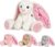 BeneCharm Personalized Bunny Plush Stuffed Animal with Embroideried Name Custom Toddler Stuffed Rabbit Doll Kids Bunnys Plush Toys Personalized Baby Girls Boys Newborn Gifts (Bunny)