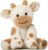 Hopearl Adorable Plush Cow Toy Floppy Dairy Cattle Soft Stuffed Animal Cute Birthday Gifts for Boys Girls Kids Toddlers, Light Brown, 9”